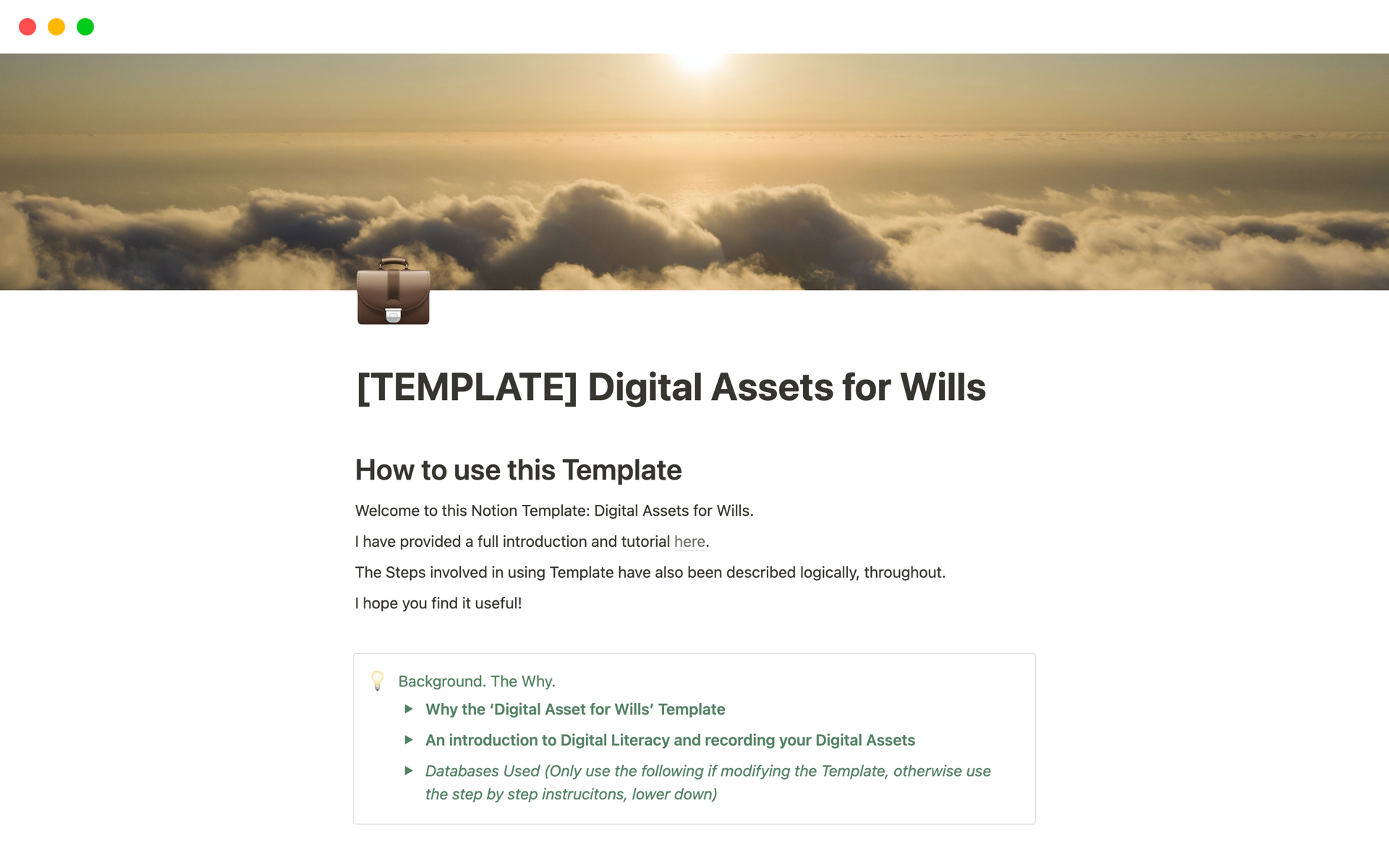 Aperçu du modèle de Digital Assets for Wills
