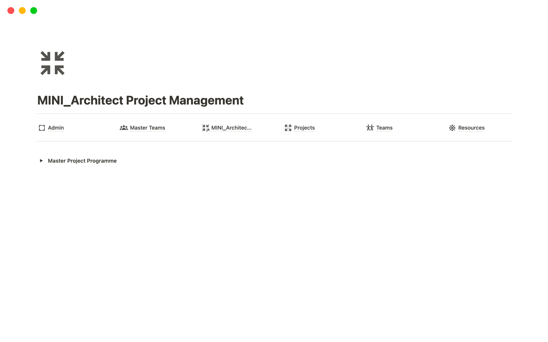 En forhåndsvisning av mal for MINI_Architect Project Management