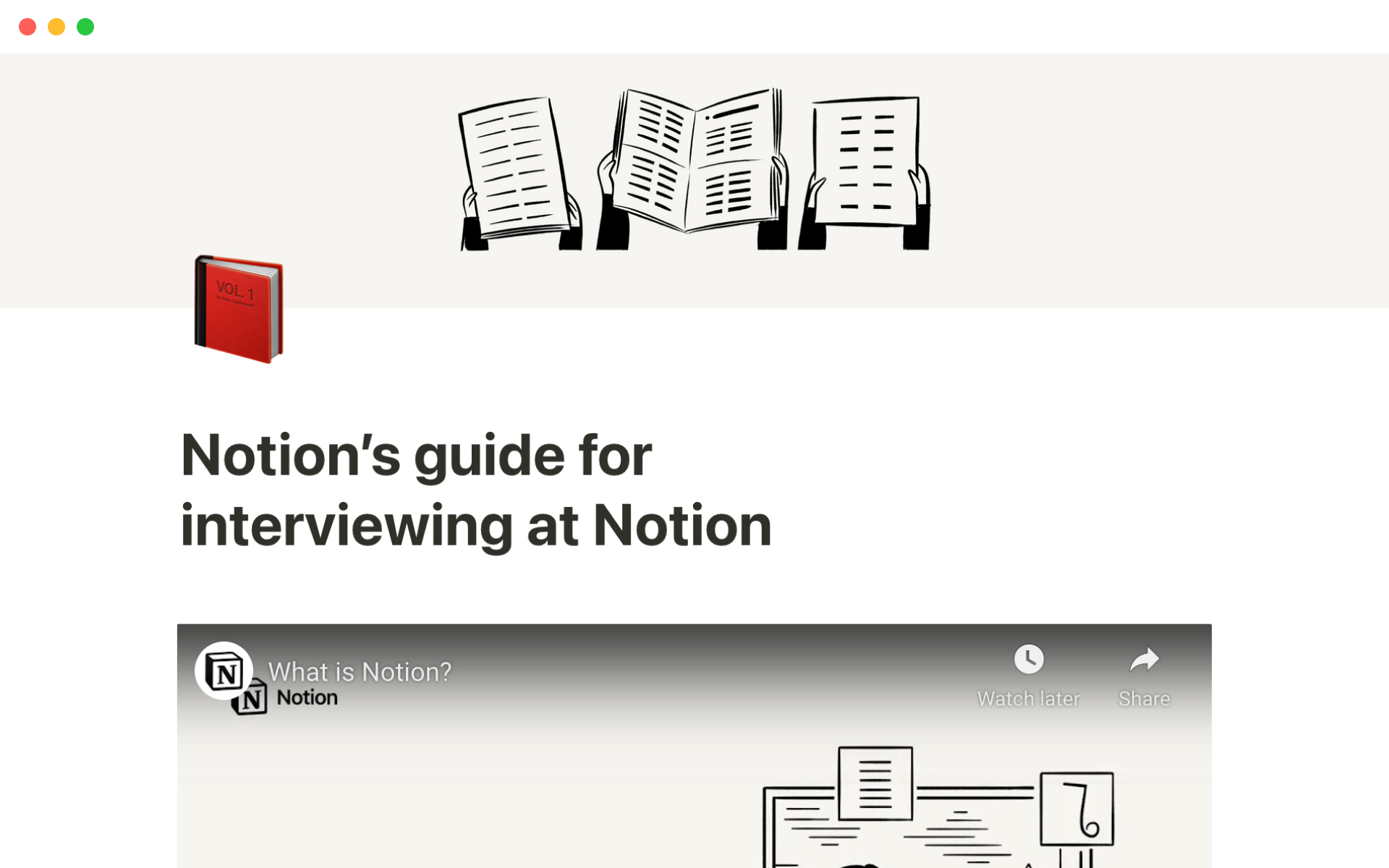 Aperçu du modèle de Notion’s guide for interviewing at Notion