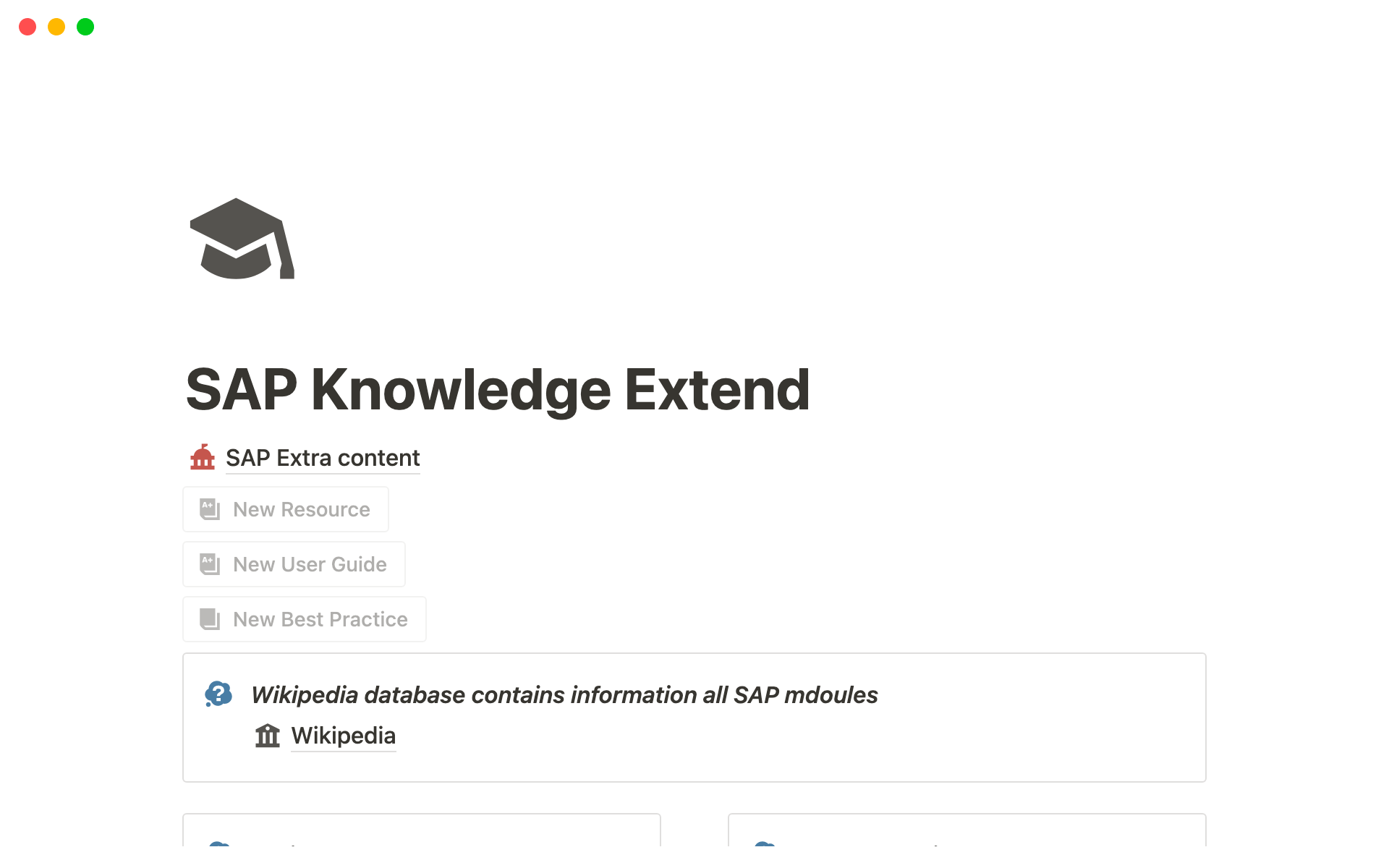 En förhandsgranskning av mallen för SAP Knowledge Extend