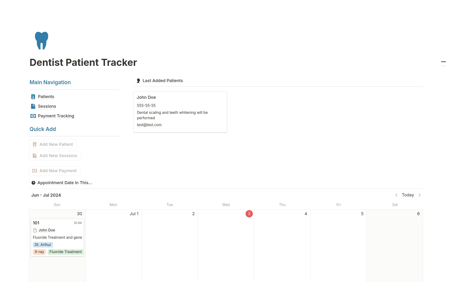 Vista previa de plantilla para Dentist Patient Tracker , Dentist Client Tracker