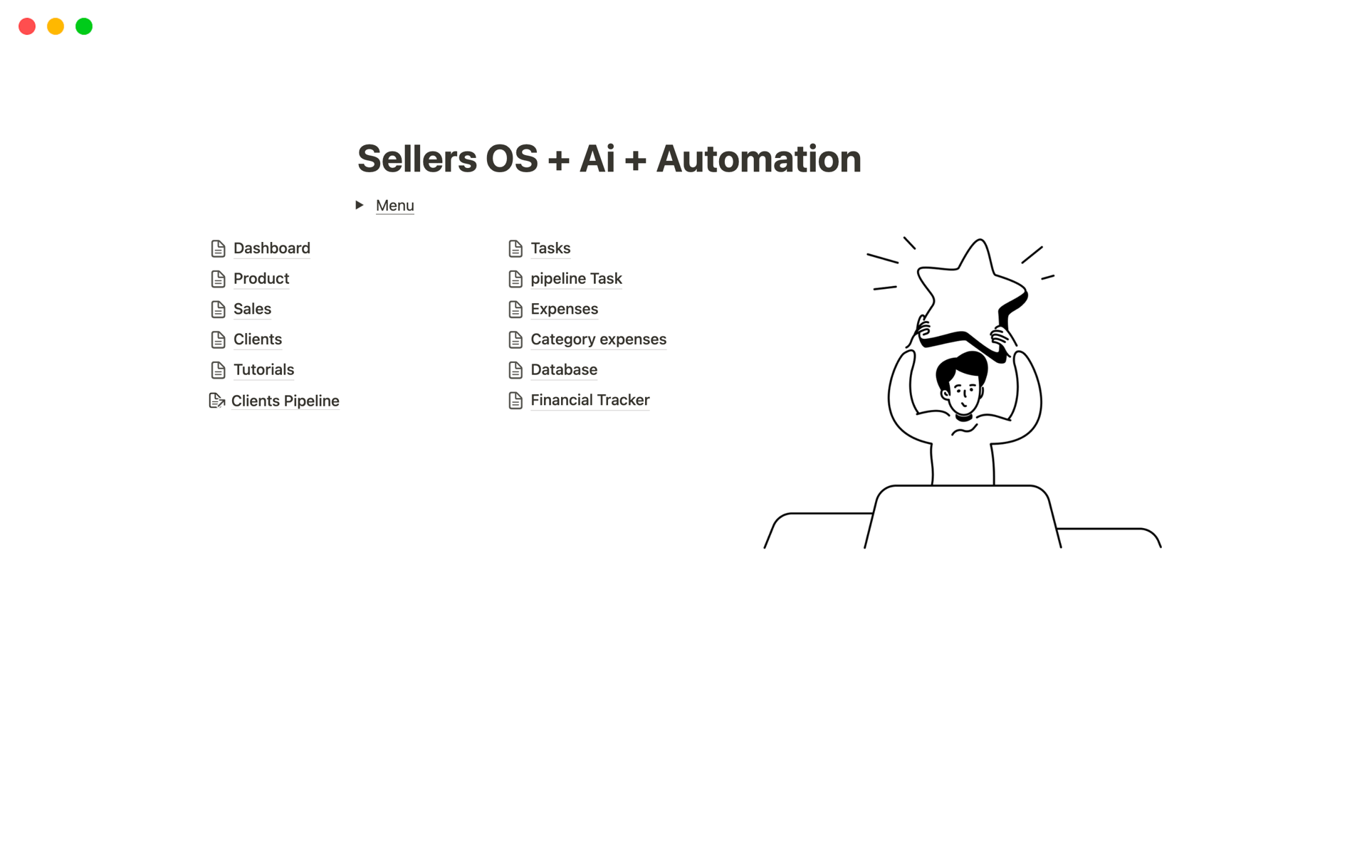 Vista previa de una plantilla para  Sellers OS + Ai + Automation