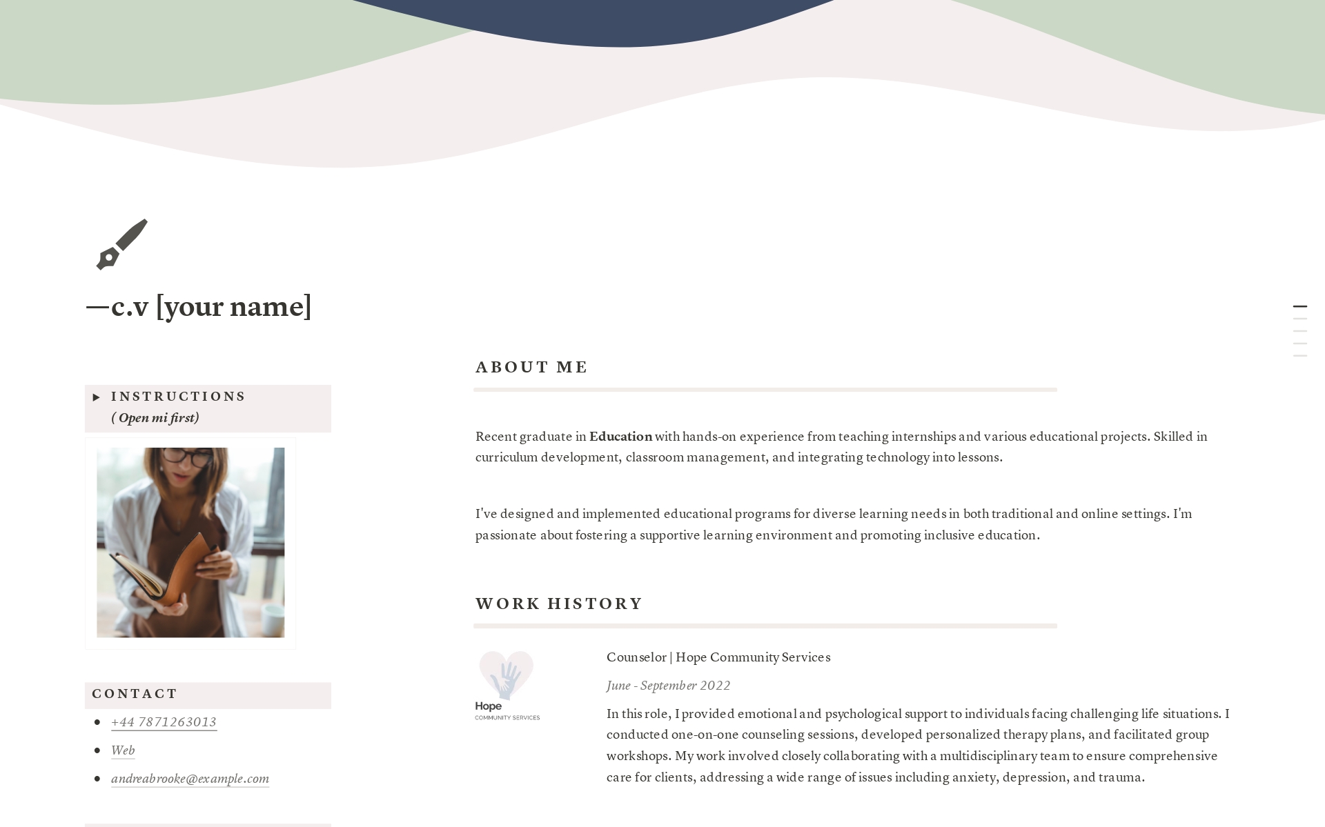 Minimalist personal C.V Template | Notion Marketplace