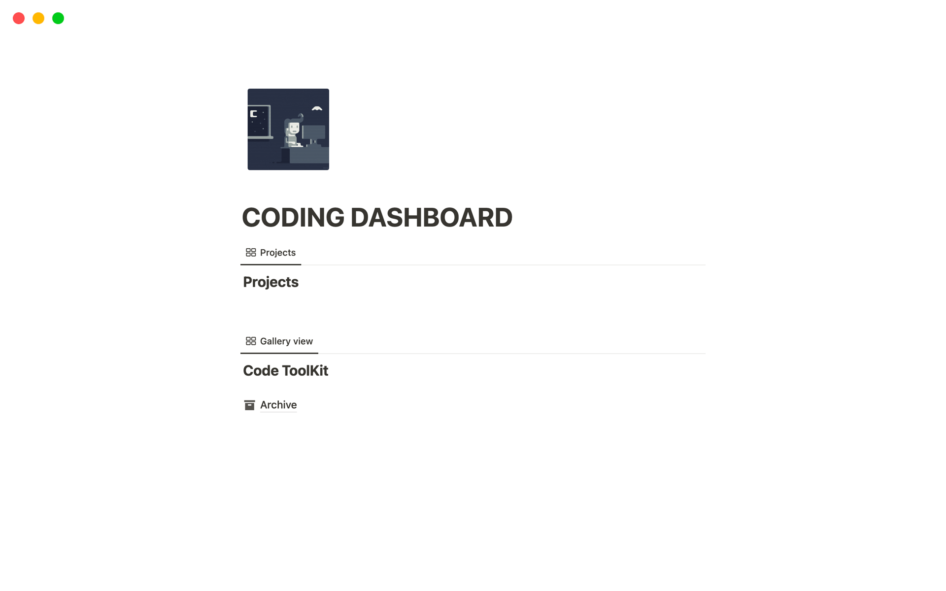 A template preview for CODING DASHBOARD