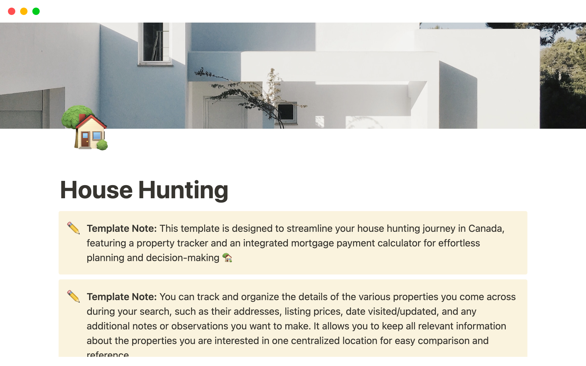 House Hunting Canada Template Notion Marketplace