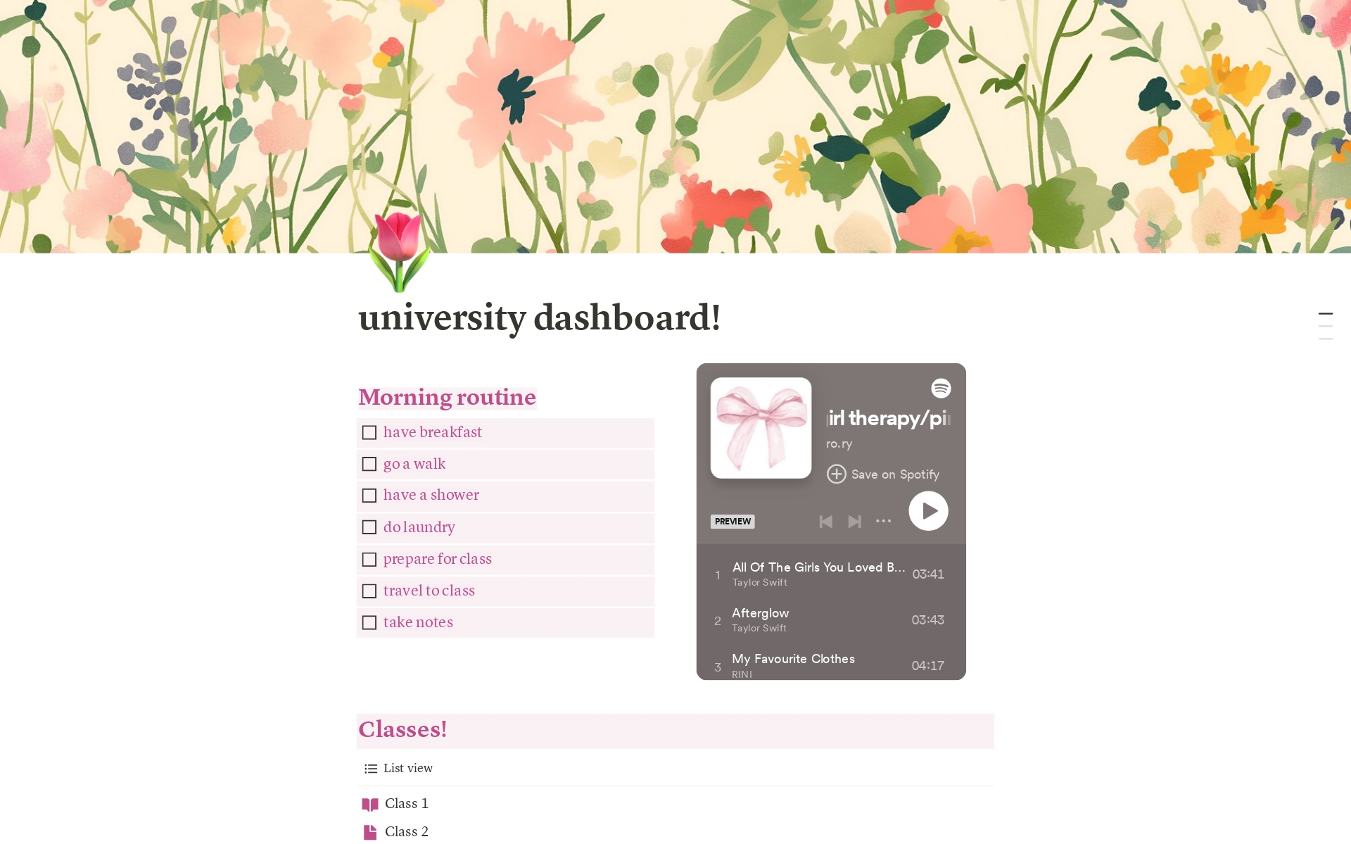 A template preview for University Dashboard