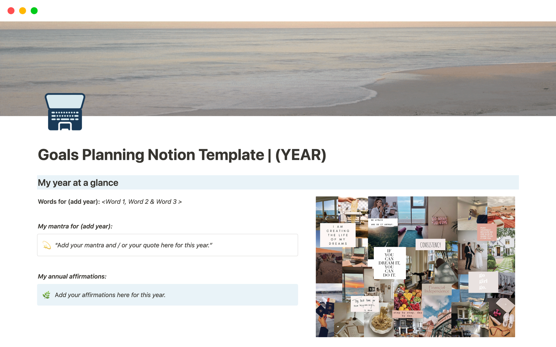 Elevate your year with our Goals Planning Notion Template! 