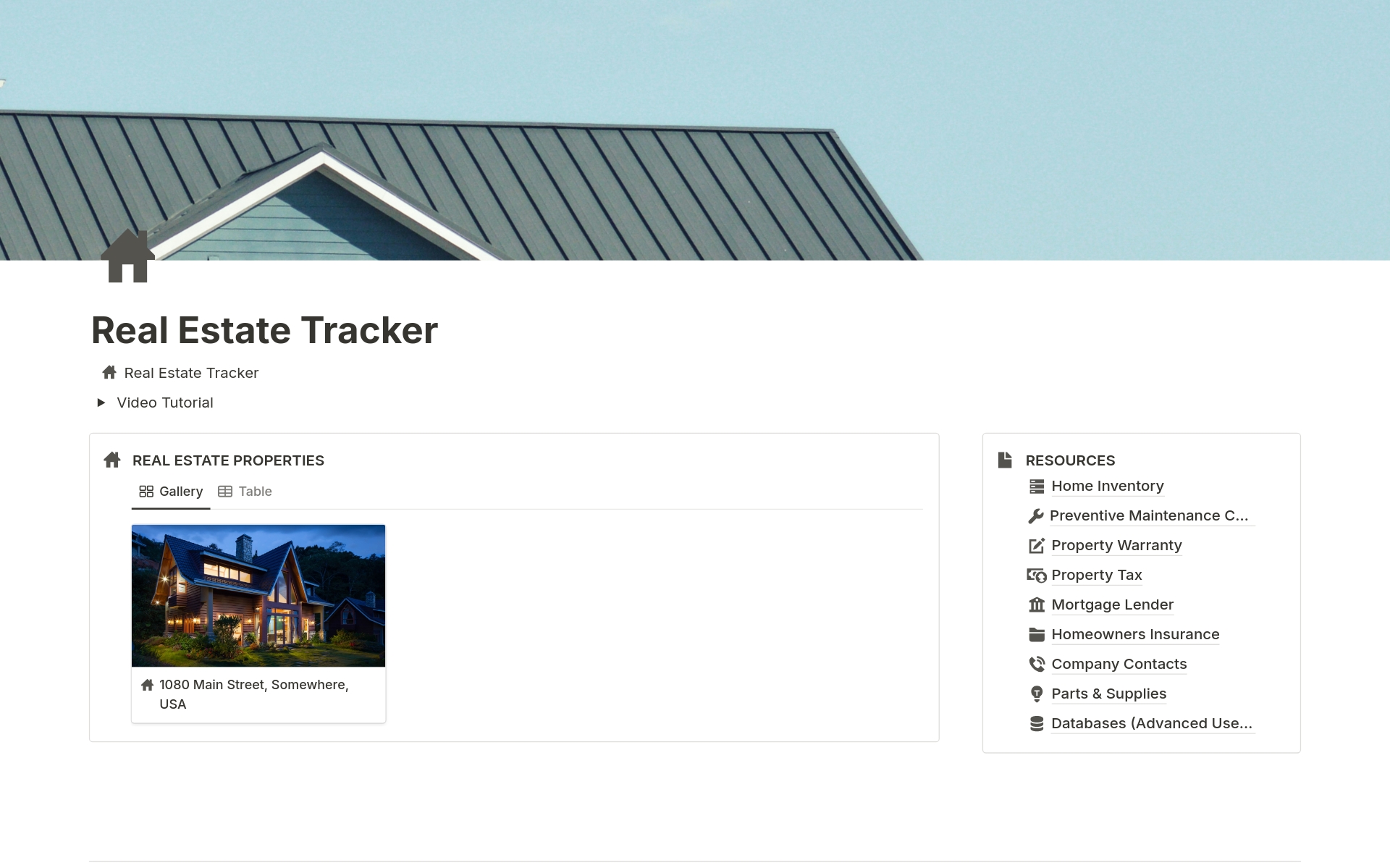 A template preview for The Ultimate Real Estate Tracker