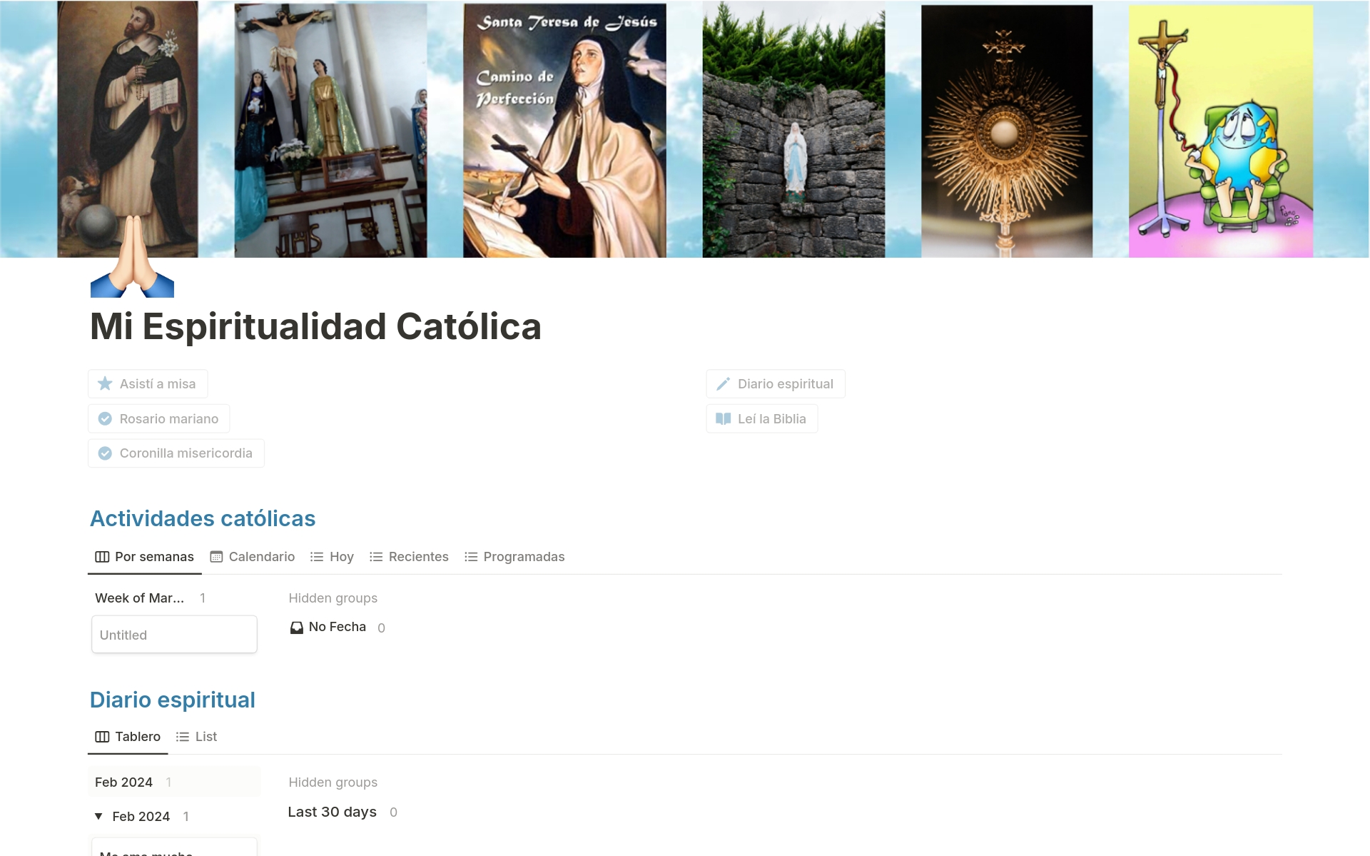 En forhåndsvisning av mal for Mi Espiritualidad Católica