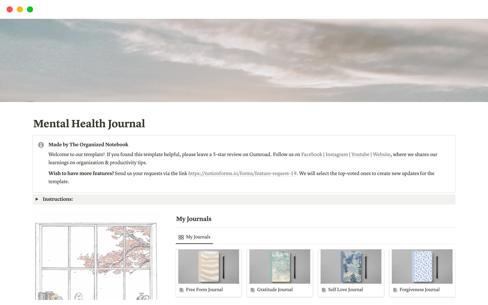 A template preview for Mental Health Journal