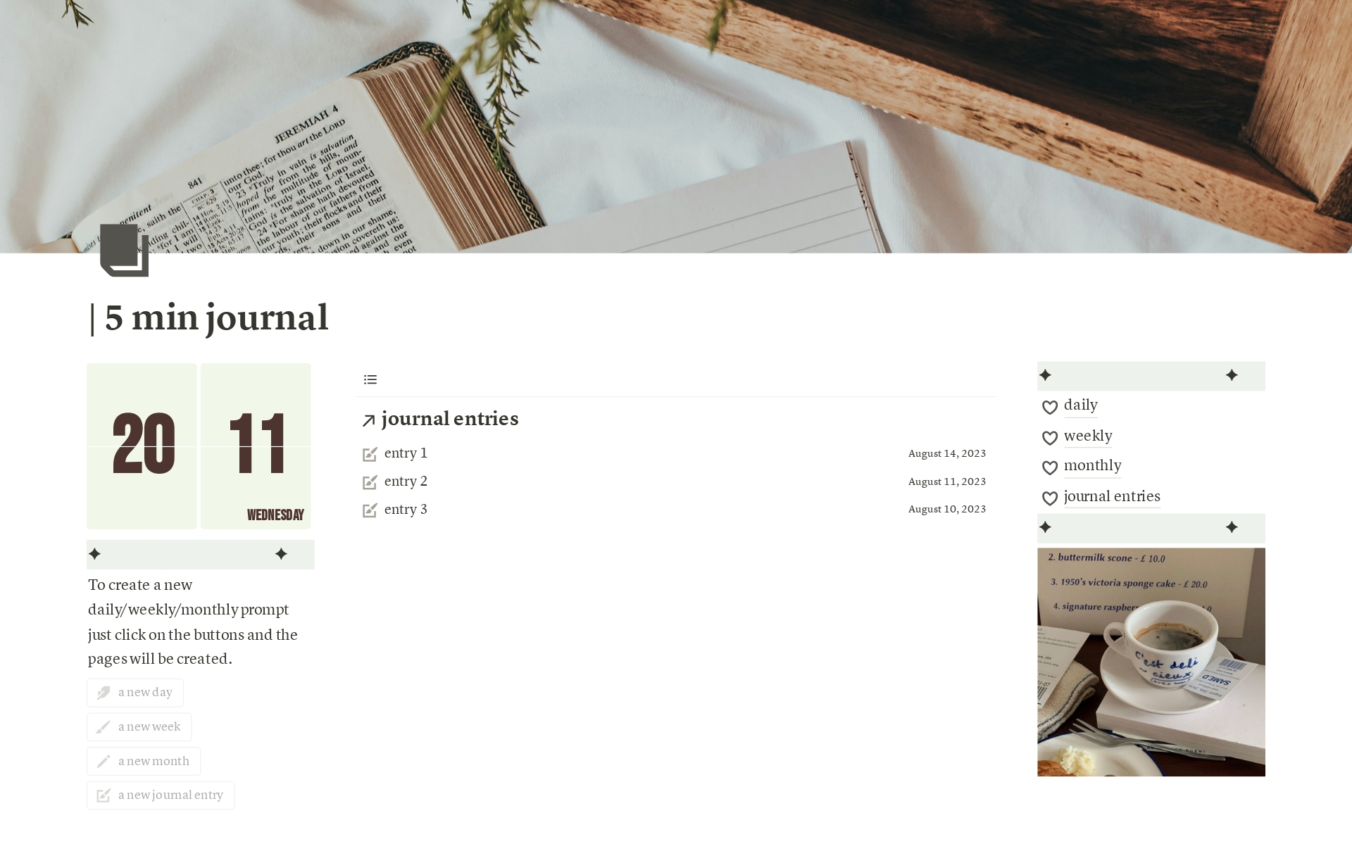 A template preview for 📝5-Minute Journal