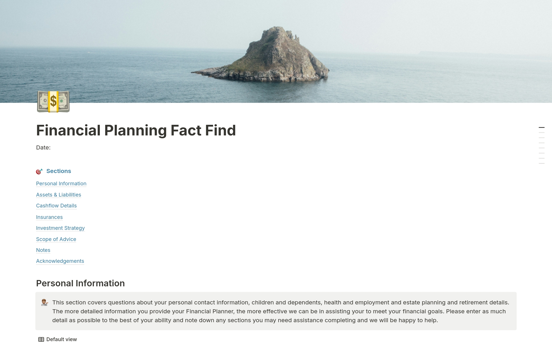 Financial Planning Fact Find Template | Notion Marketplace