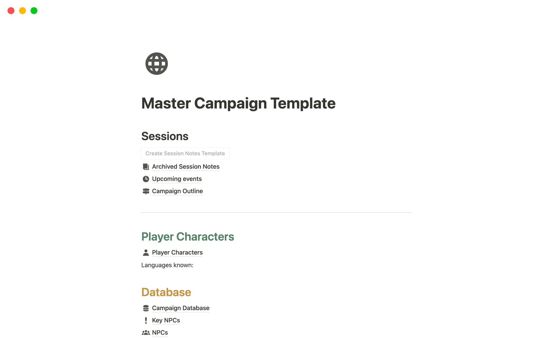 A template preview for Master Campaig