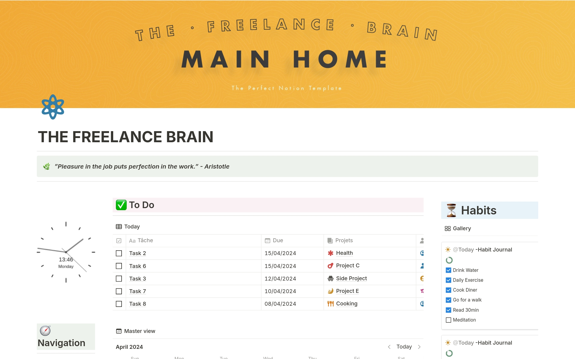A template preview for The Freelance Brain