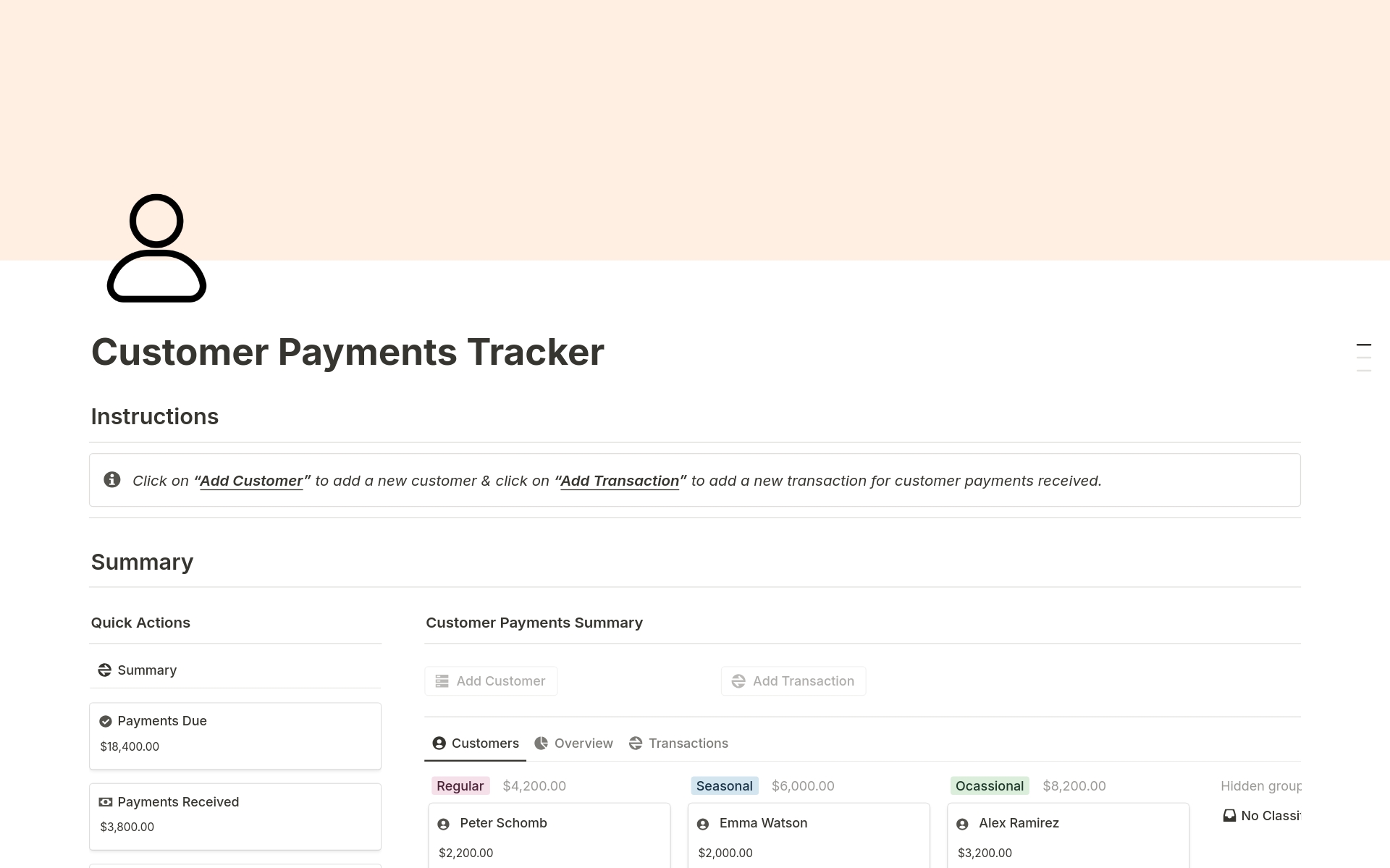 Ideal for those who are looking to keep track of their customer payments due, this tracker helps you monitor total customer payments due, track payments received, and ensures efficient management of your financial records. 💼💸📊