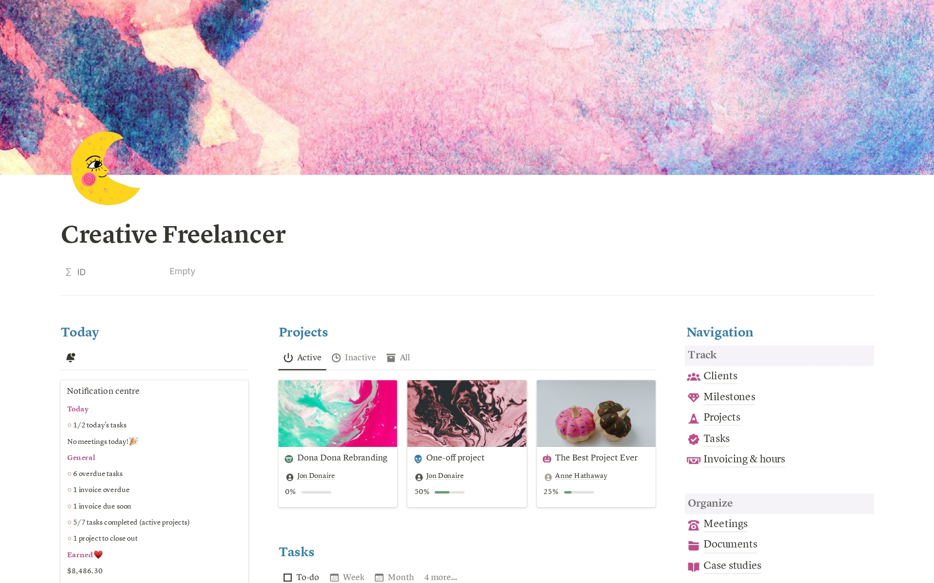 A template preview for Creative Freelancer