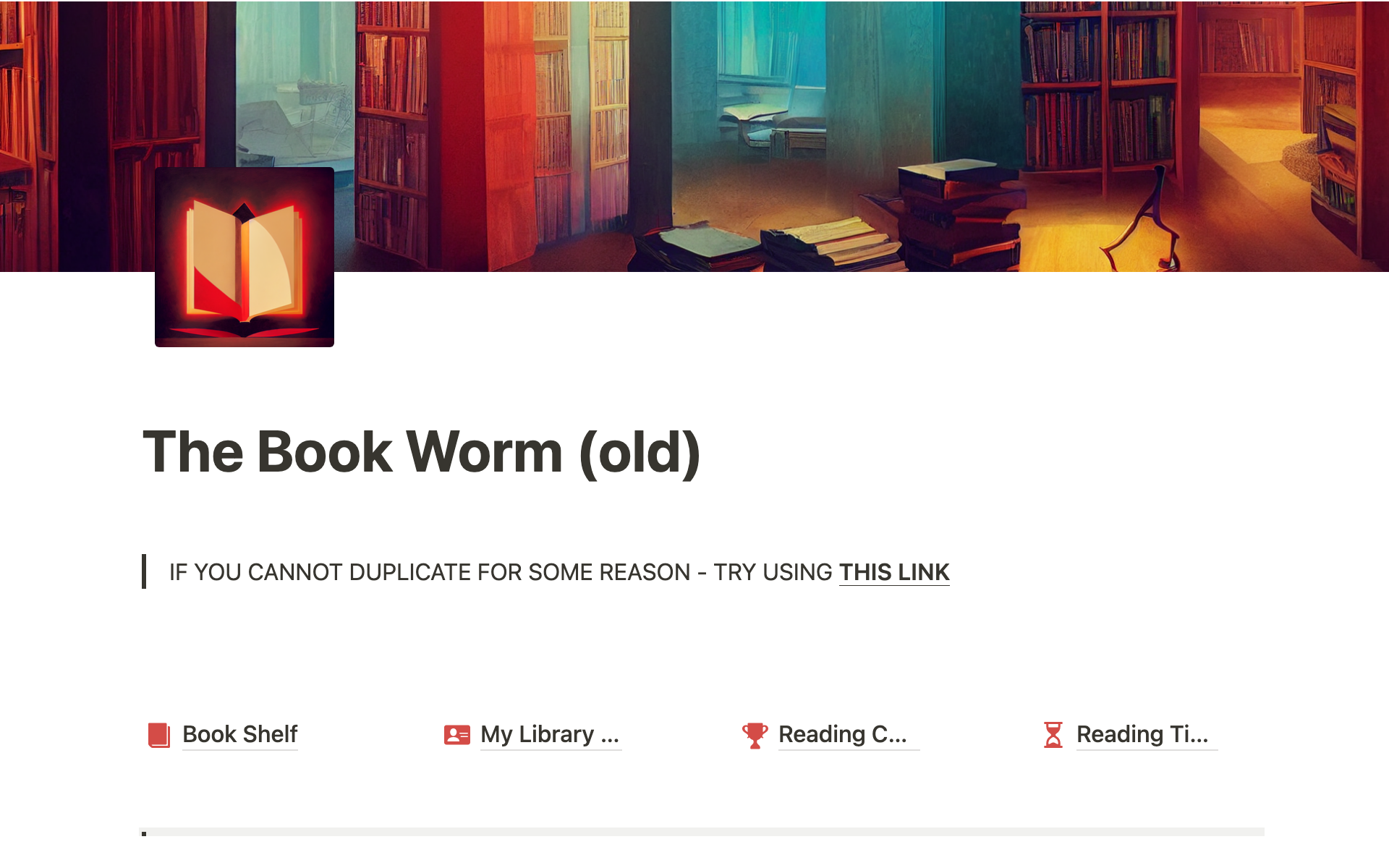 Mallin esikatselu nimelle The Book Worm - Notion Book Tracker Template