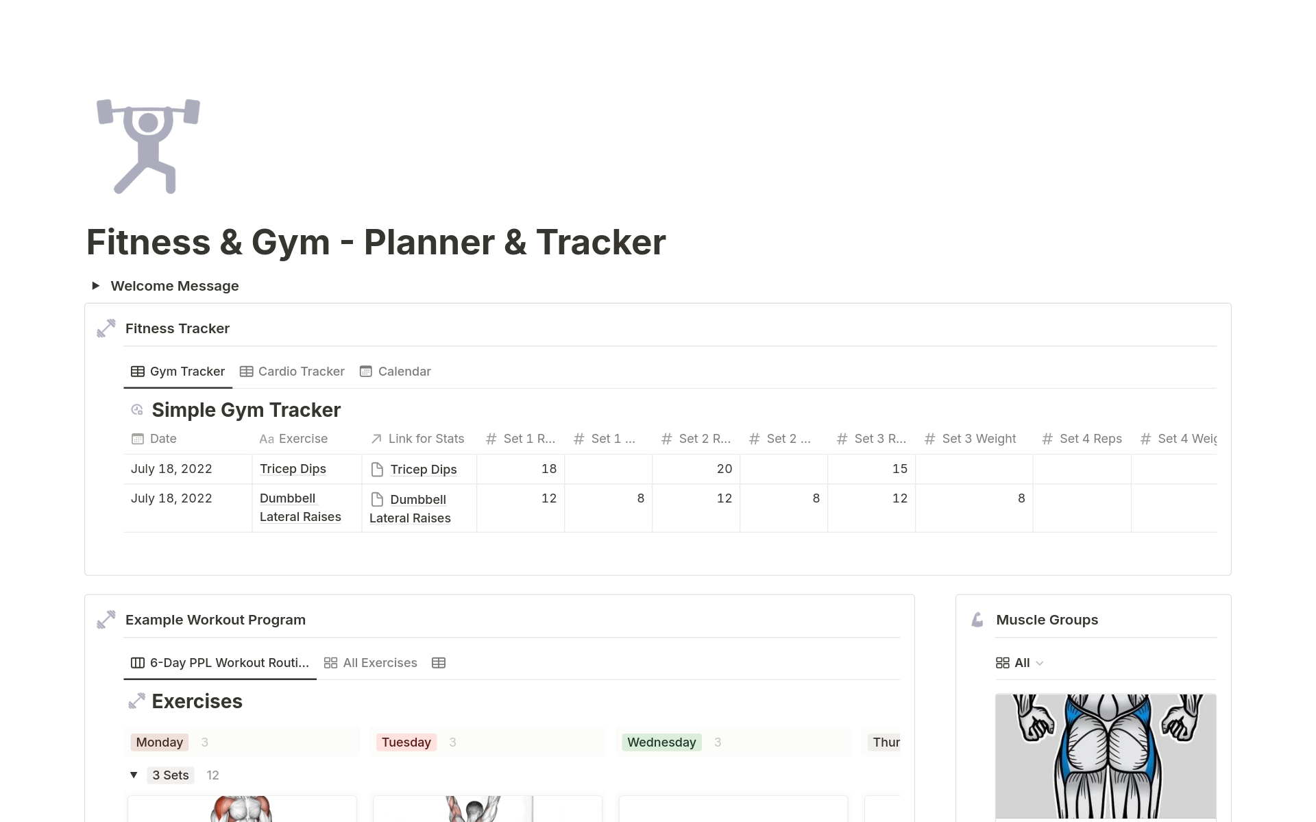 Best Health & Fitness Templates from Notion