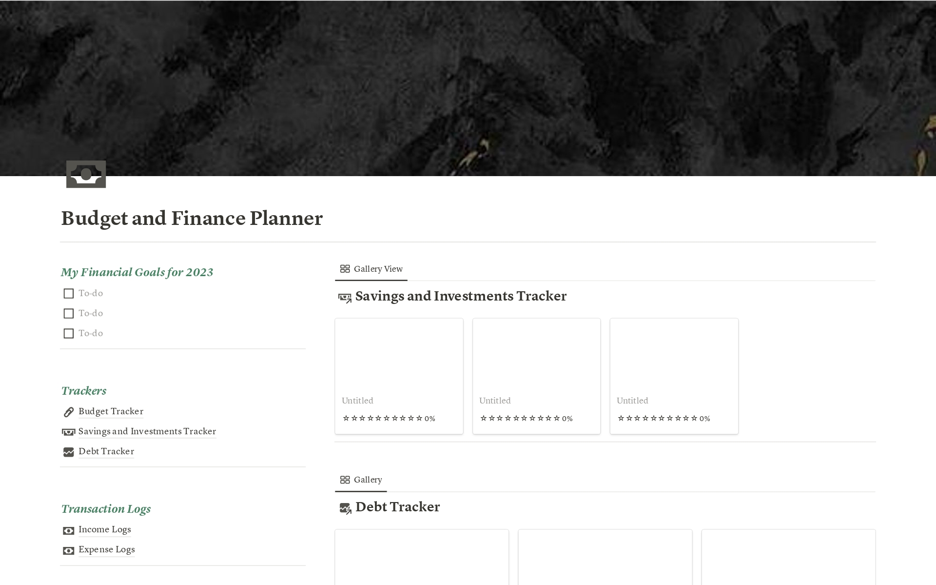 Vista previa de una plantilla para Ultimate Advance Financial Planner