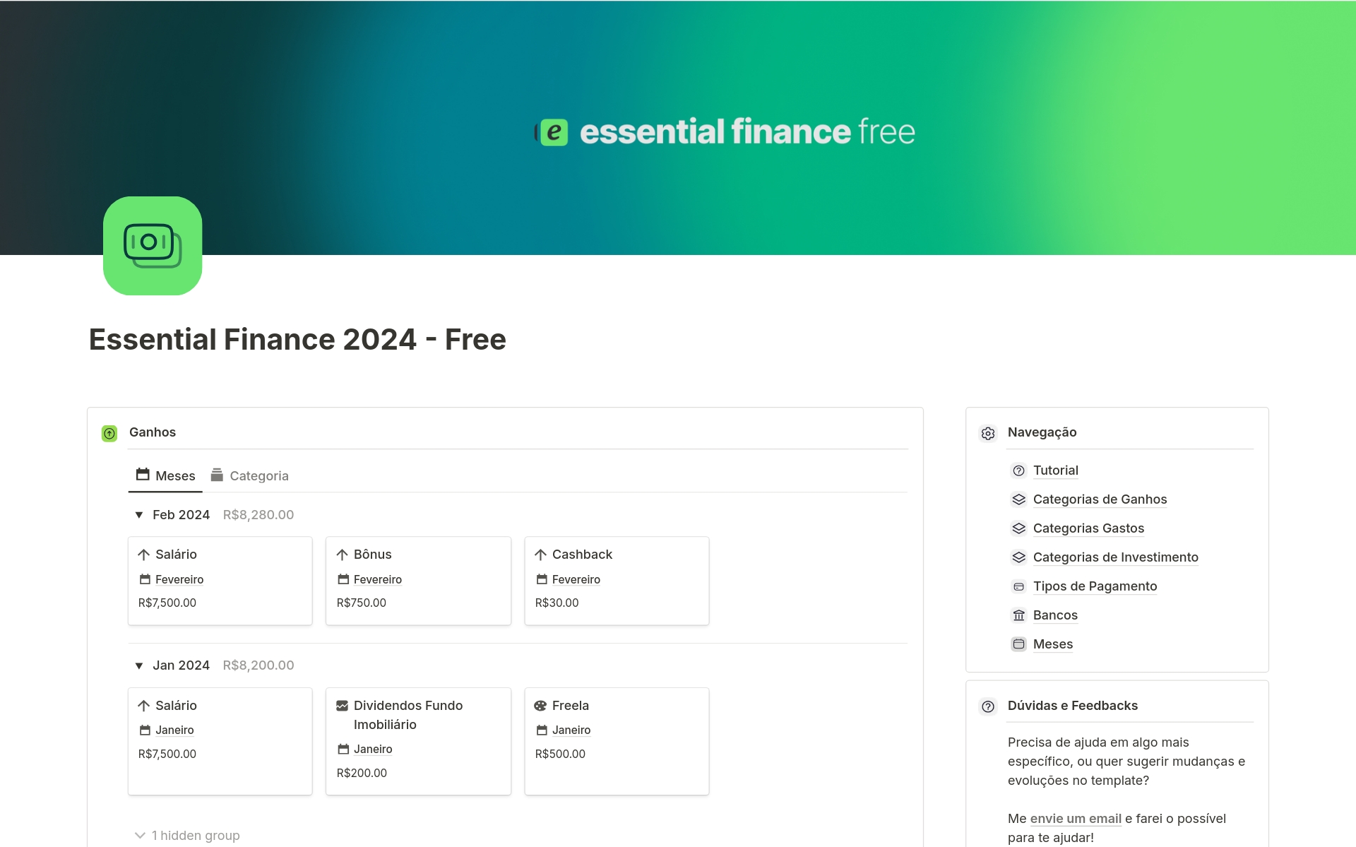 Eine Vorlagenvorschau für Essential Finance 2024 - Free