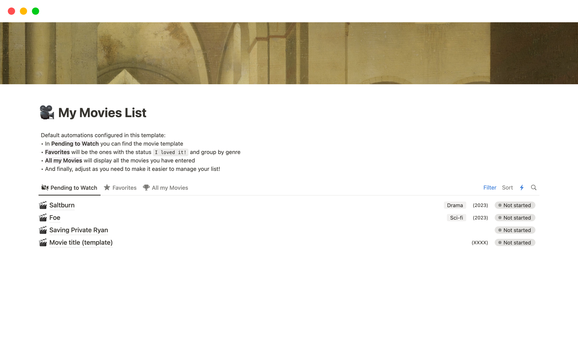Provides a simple way to organize your movie list (watched and not watched!)