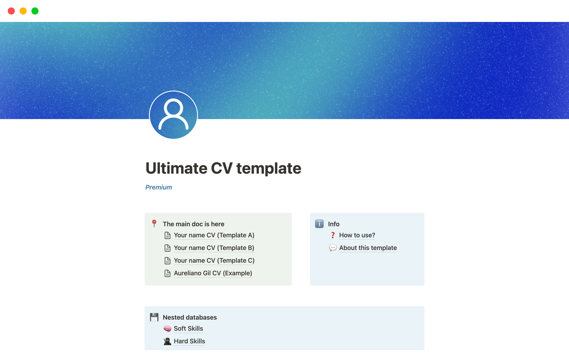Eine Vorlagenvorschau für Ultimate CV Template Premium
