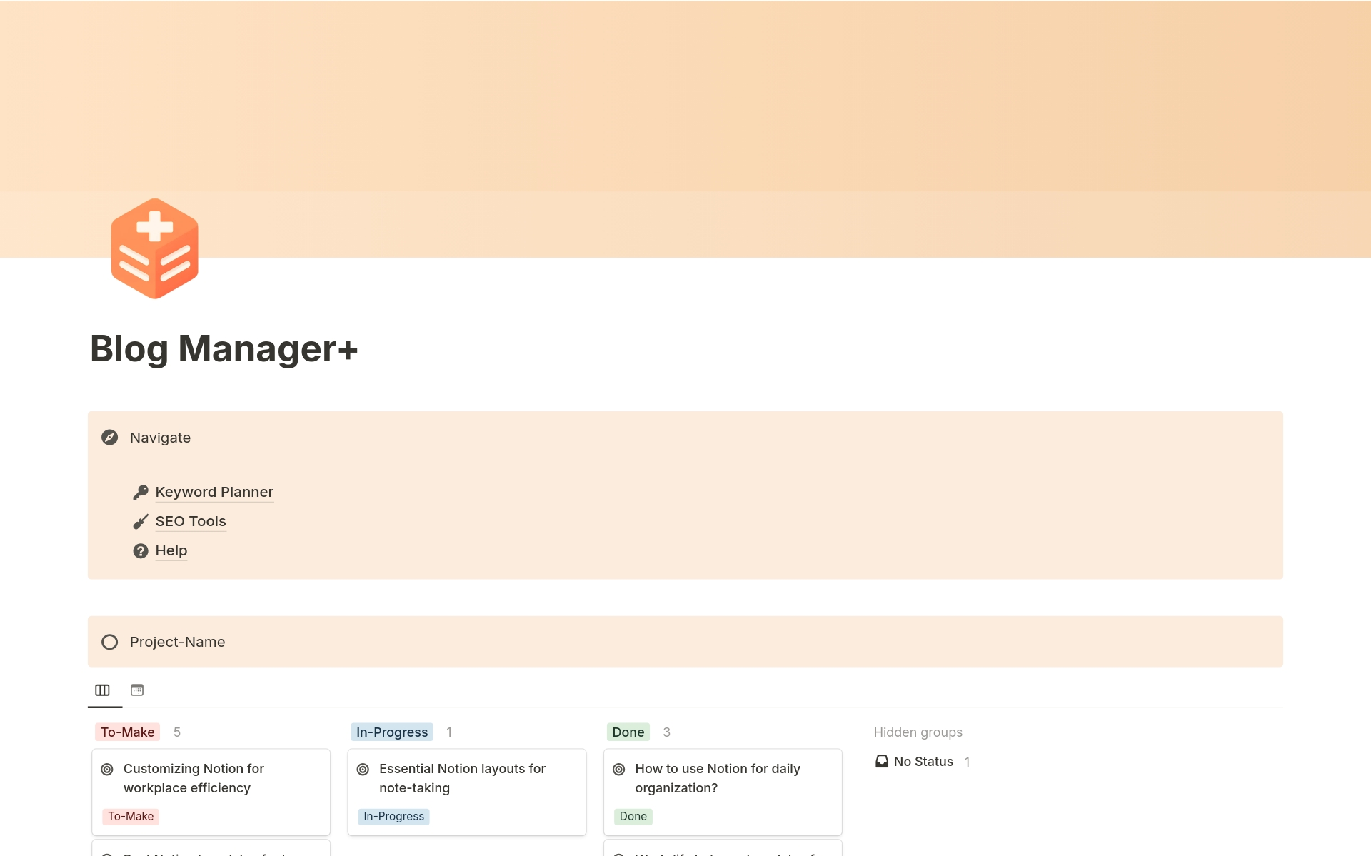 En förhandsgranskning av mallen för Blog Manager for SEO
