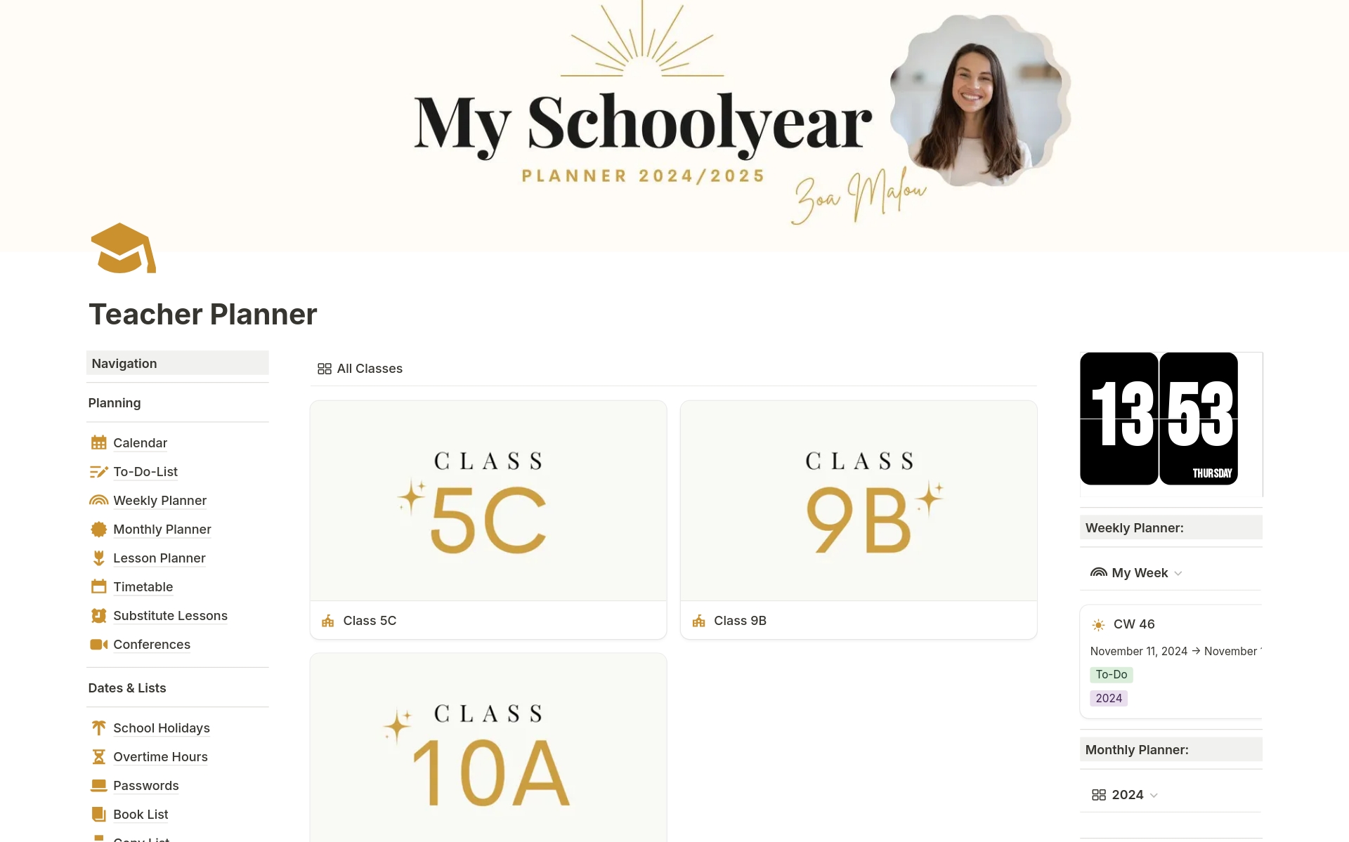 Teacher Planner 2024 2025 English Template | Notion Marketplace