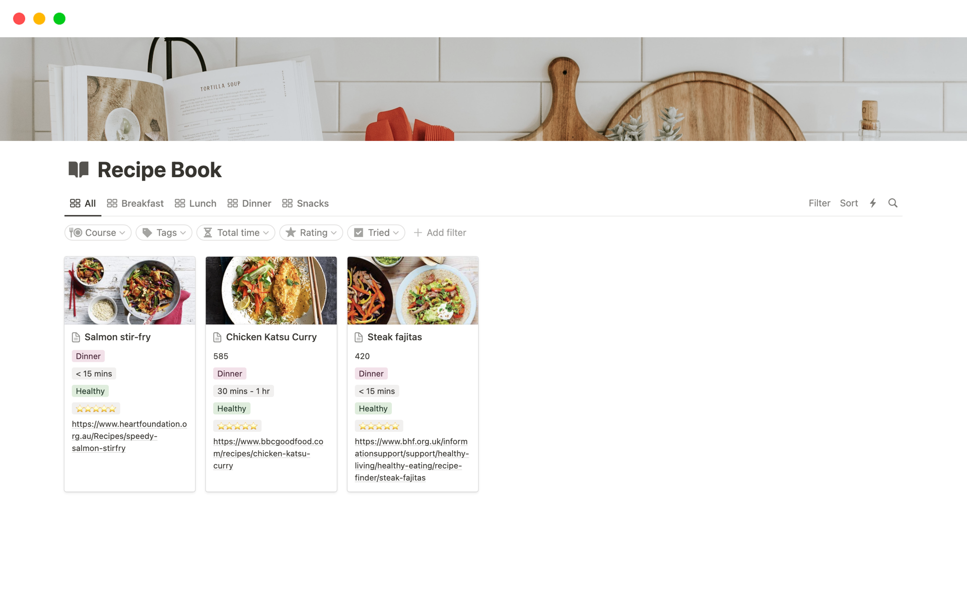 What is included:

→ Add your favourite custom recipes, or simply link to your favourite recipes online!
→ Add tags to filter down your view
→ Have all your recipes in one place
→ Easily view on your laptop, tablet or mobile