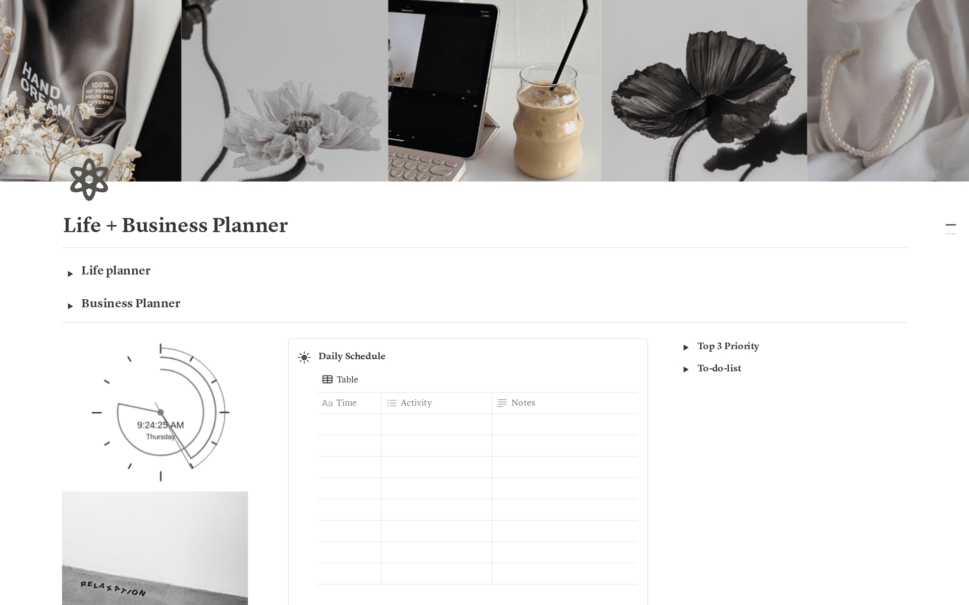 A template preview for Life and Business Planner