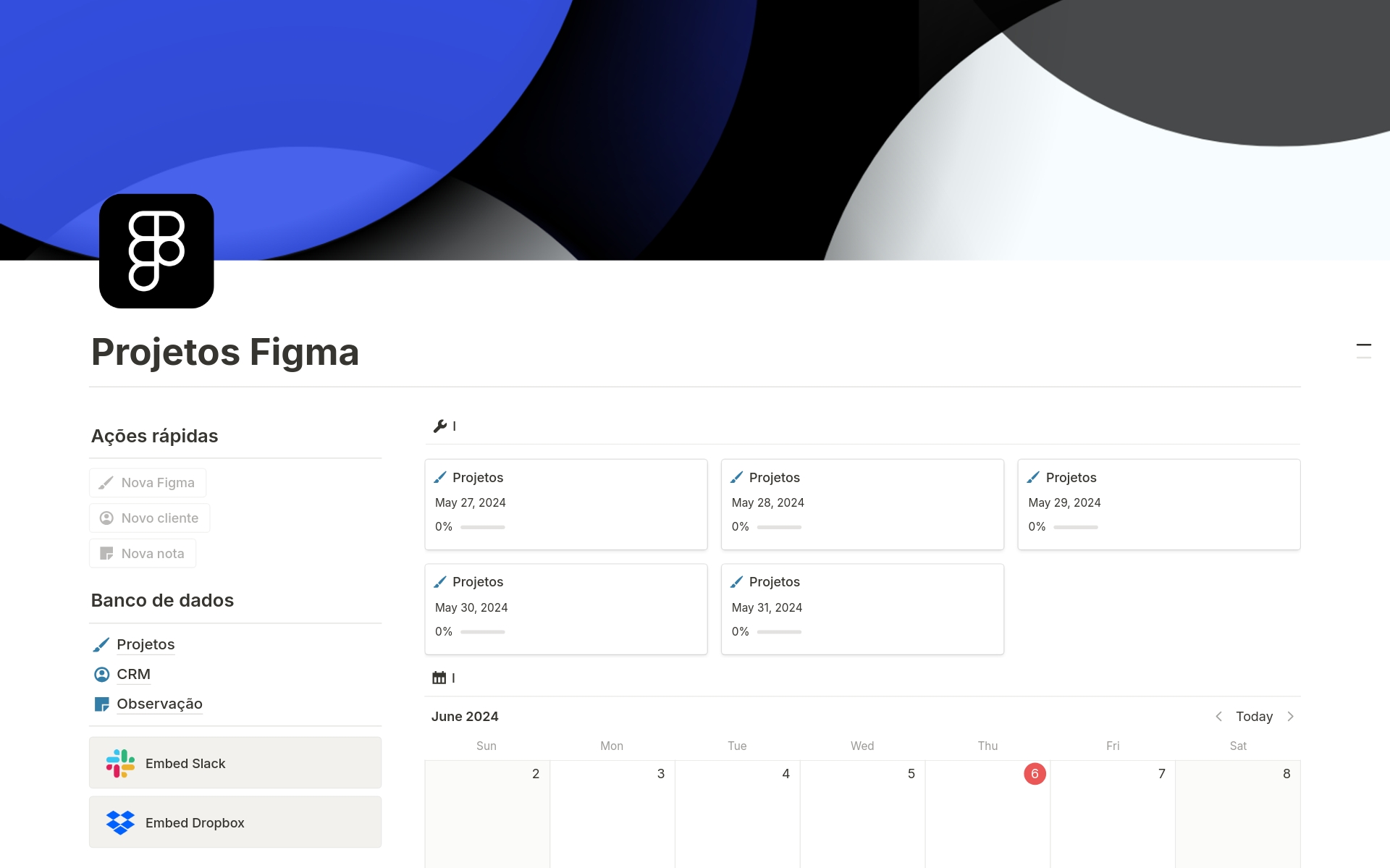 A template preview for Projetos Figma 