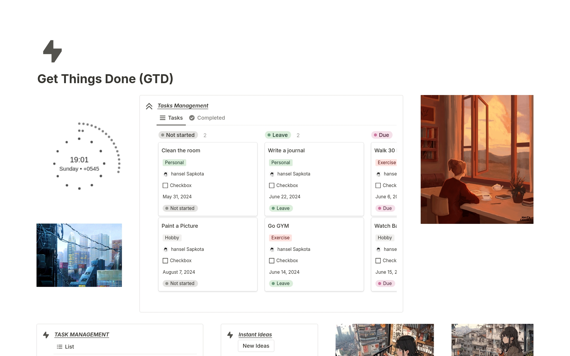 A template preview for Get Things Done ( GTD )