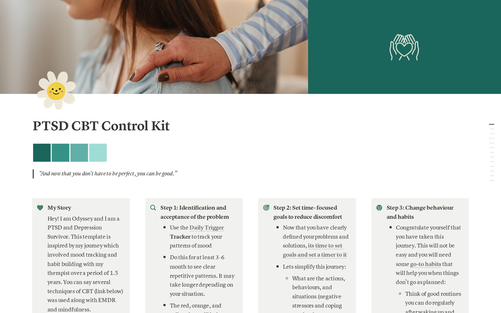 En forhåndsvisning av mal for PTSD Control Kit 