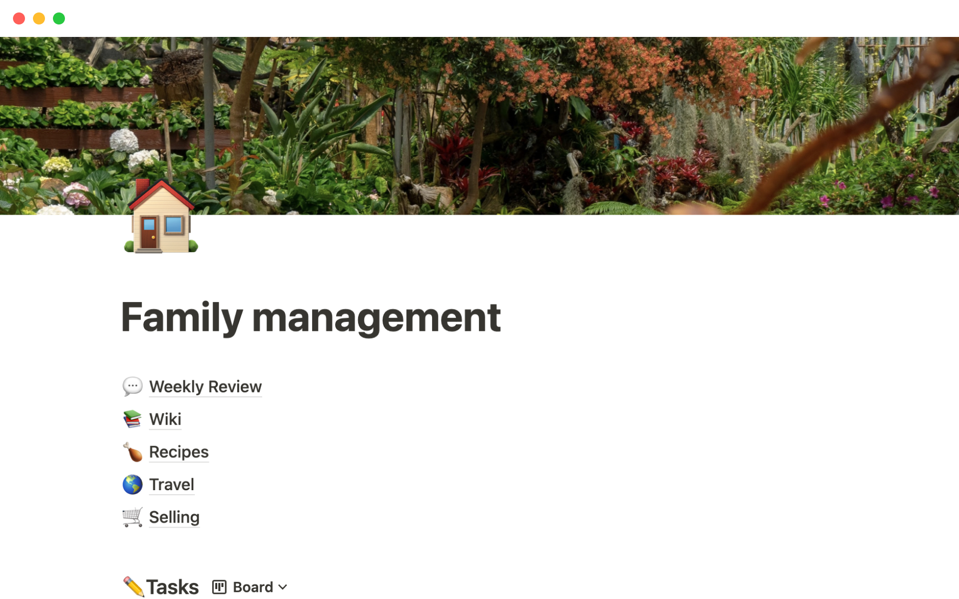 Family managementのテンプレートのプレビュー