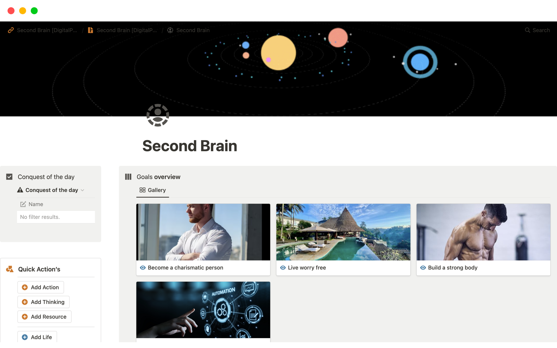 A template preview for Second Brain [Zapier Automated]