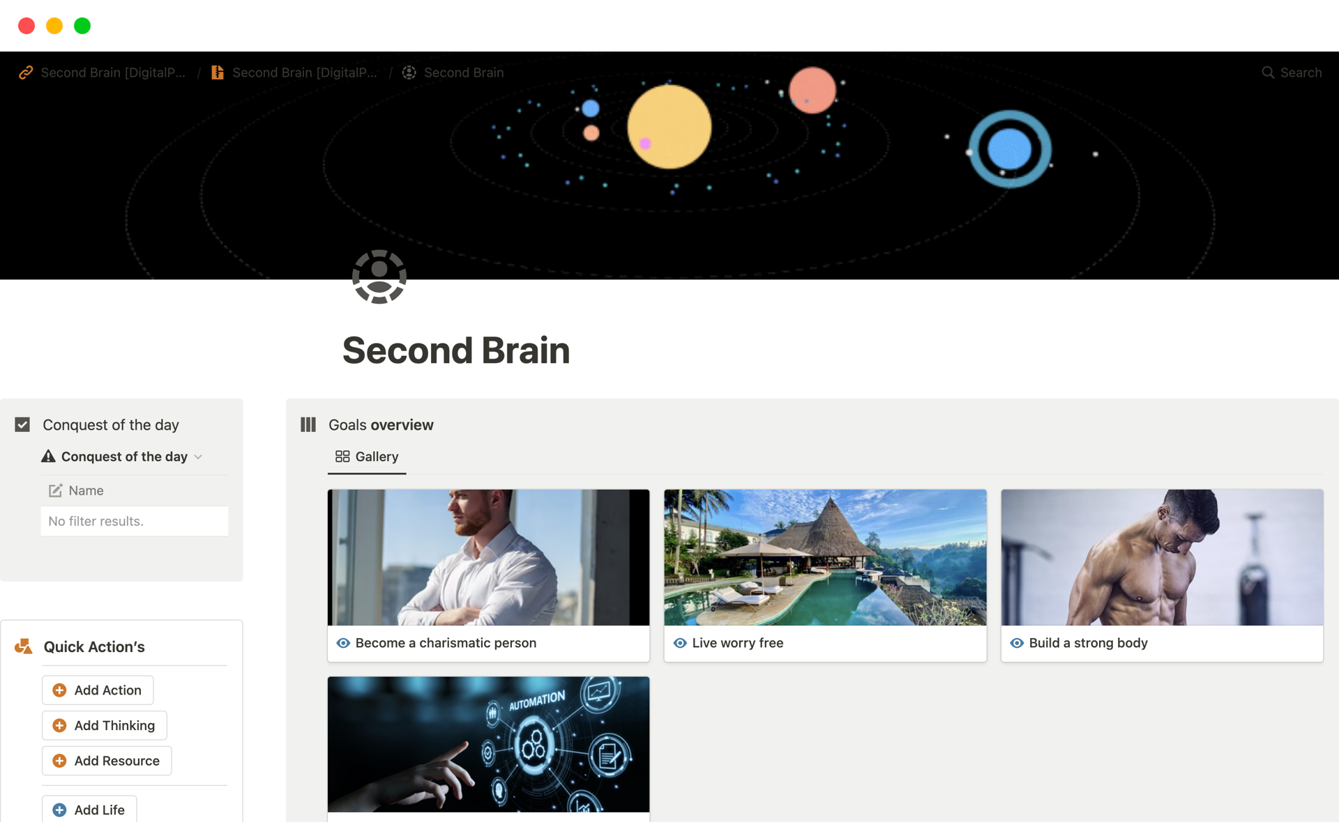 Eine Vorlagenvorschau für Second Brain [Zapier Automated]