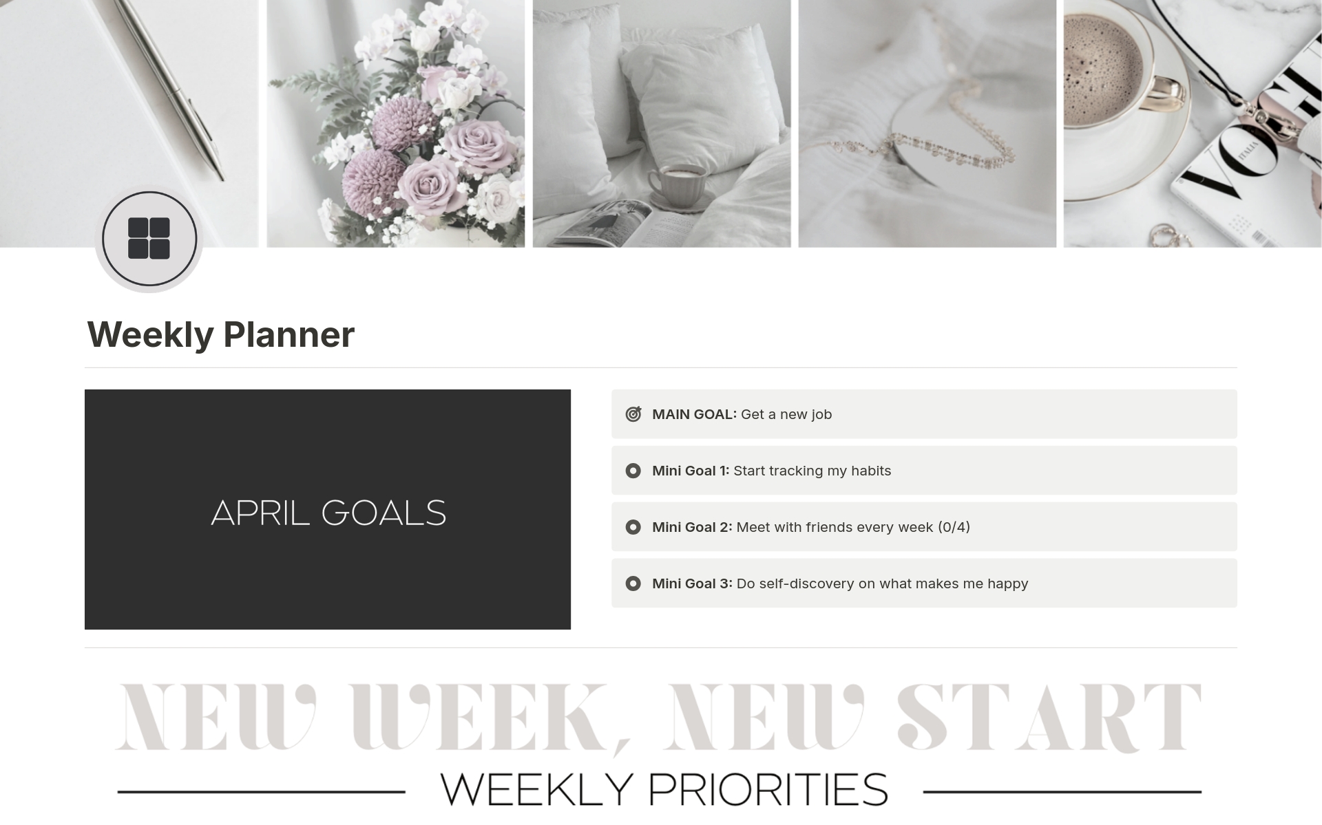 A template preview for Weekly & Daily Productivity Planners
