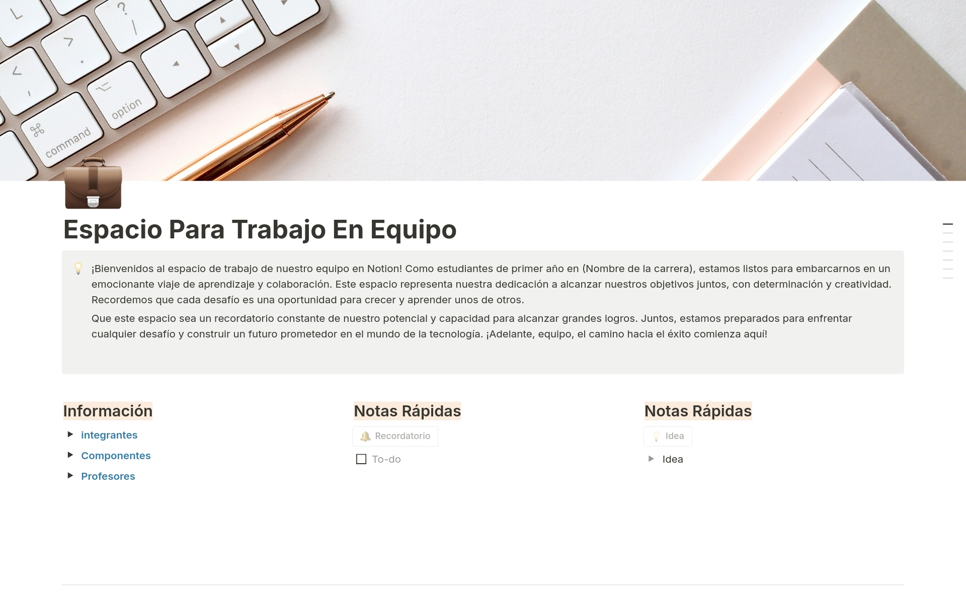 A template preview for Work Space para Grupos