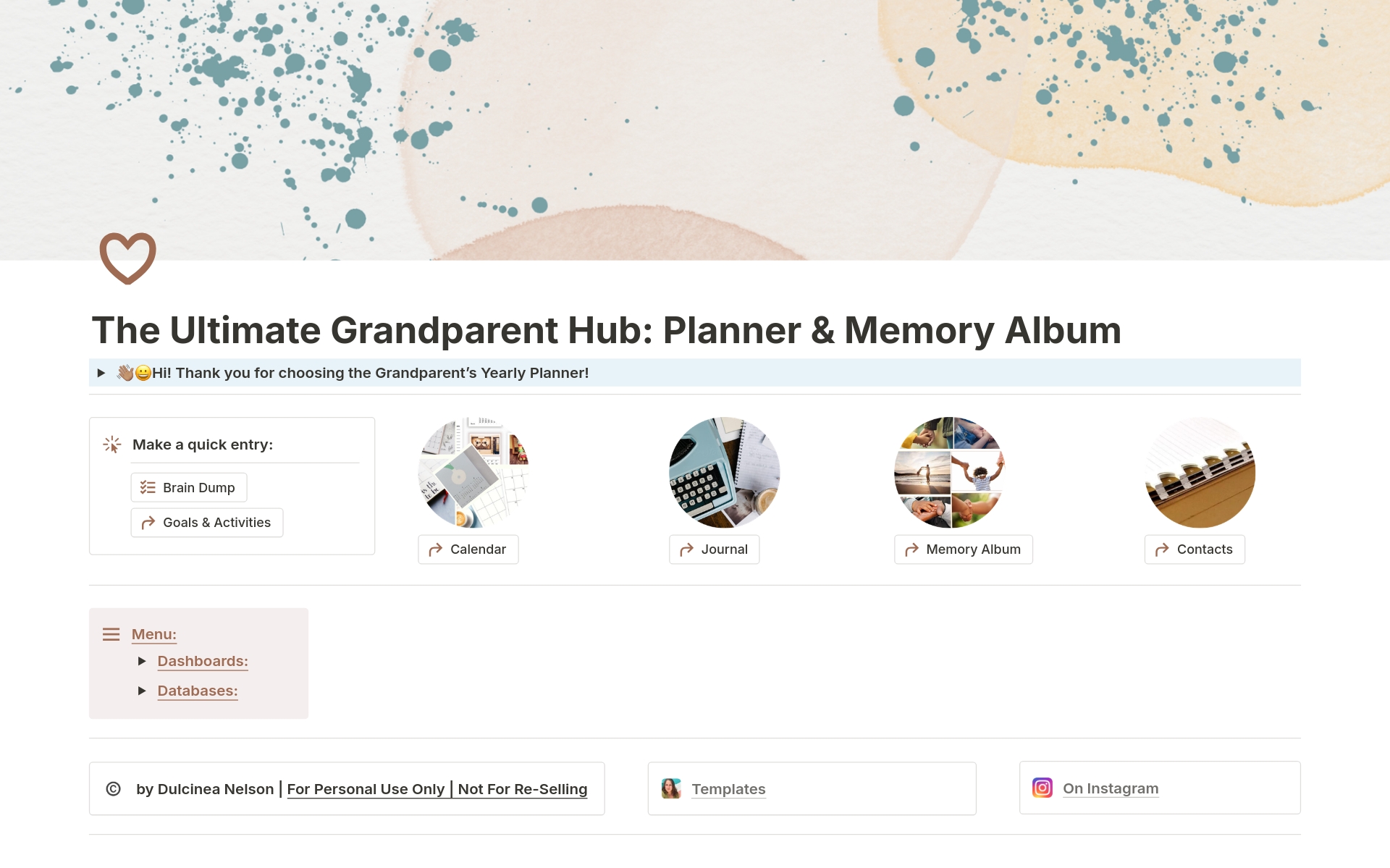 A template preview for Ultimate Grandparent Hub: Planner & Memory Album