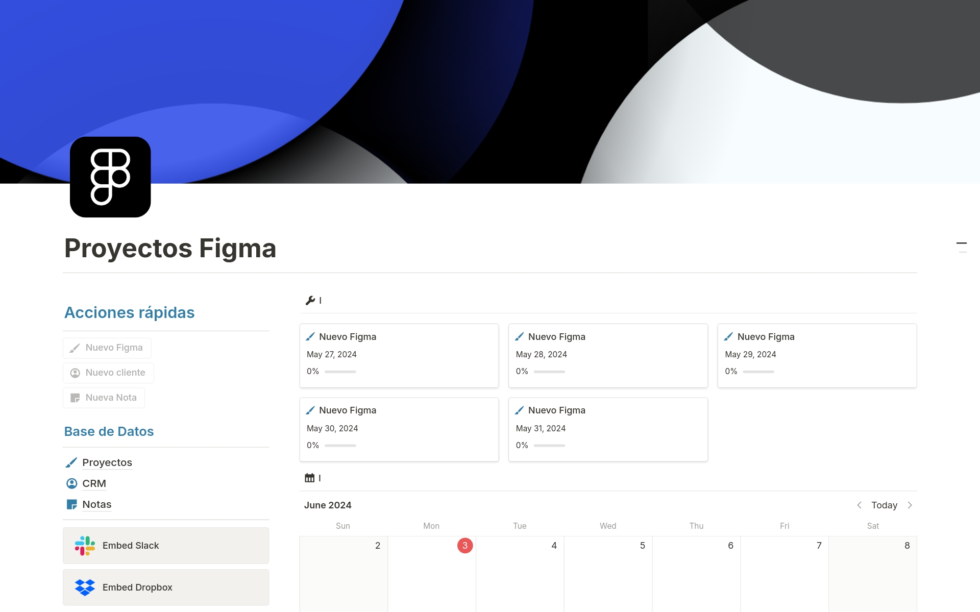 A template preview for Proyectos Figma 