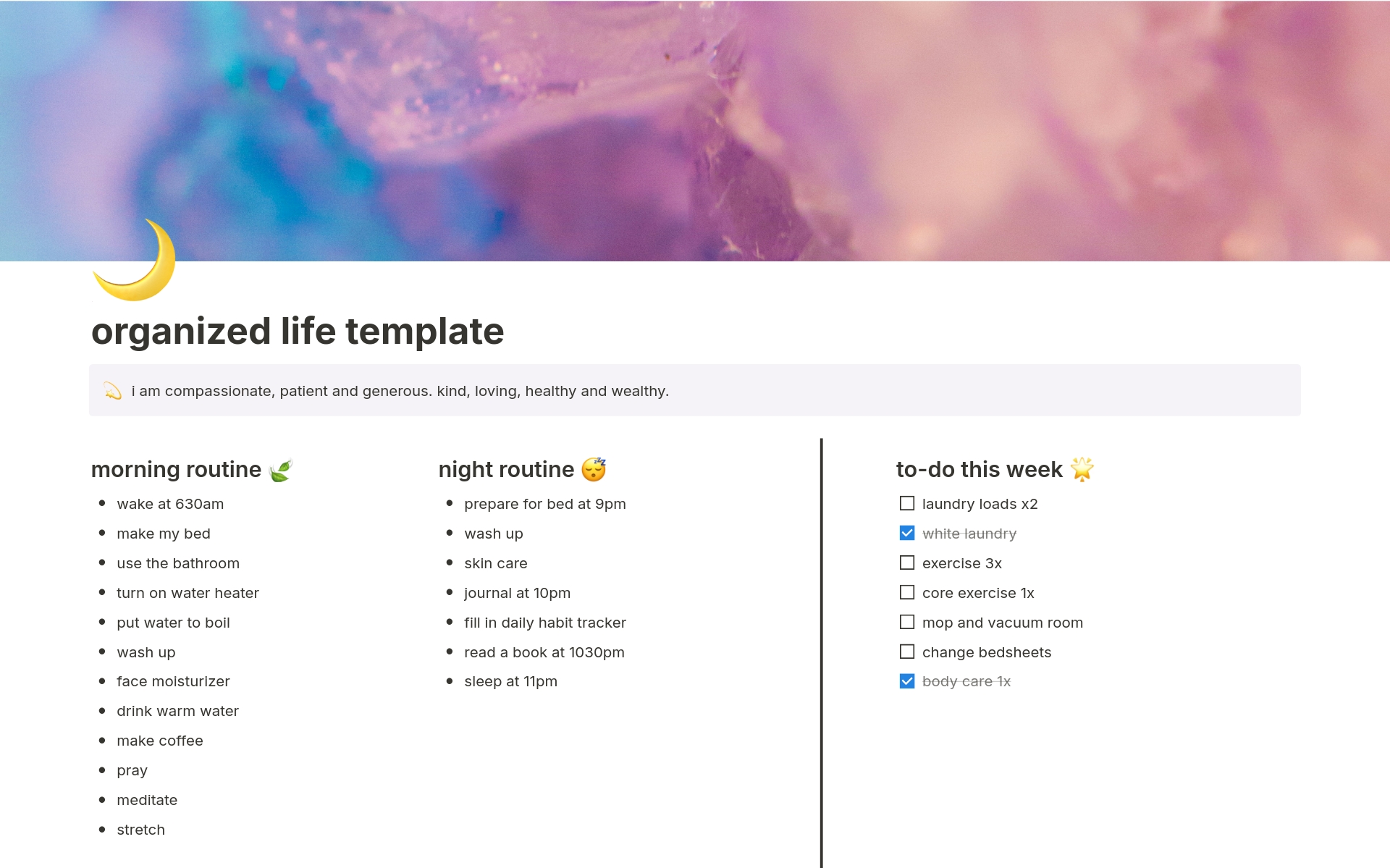 a simple template and easy-to-use template to organize your life. easily customizable. 