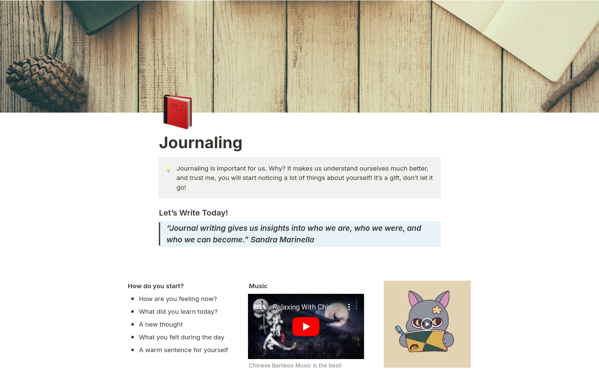 A template preview for Journal Writing Habit 
