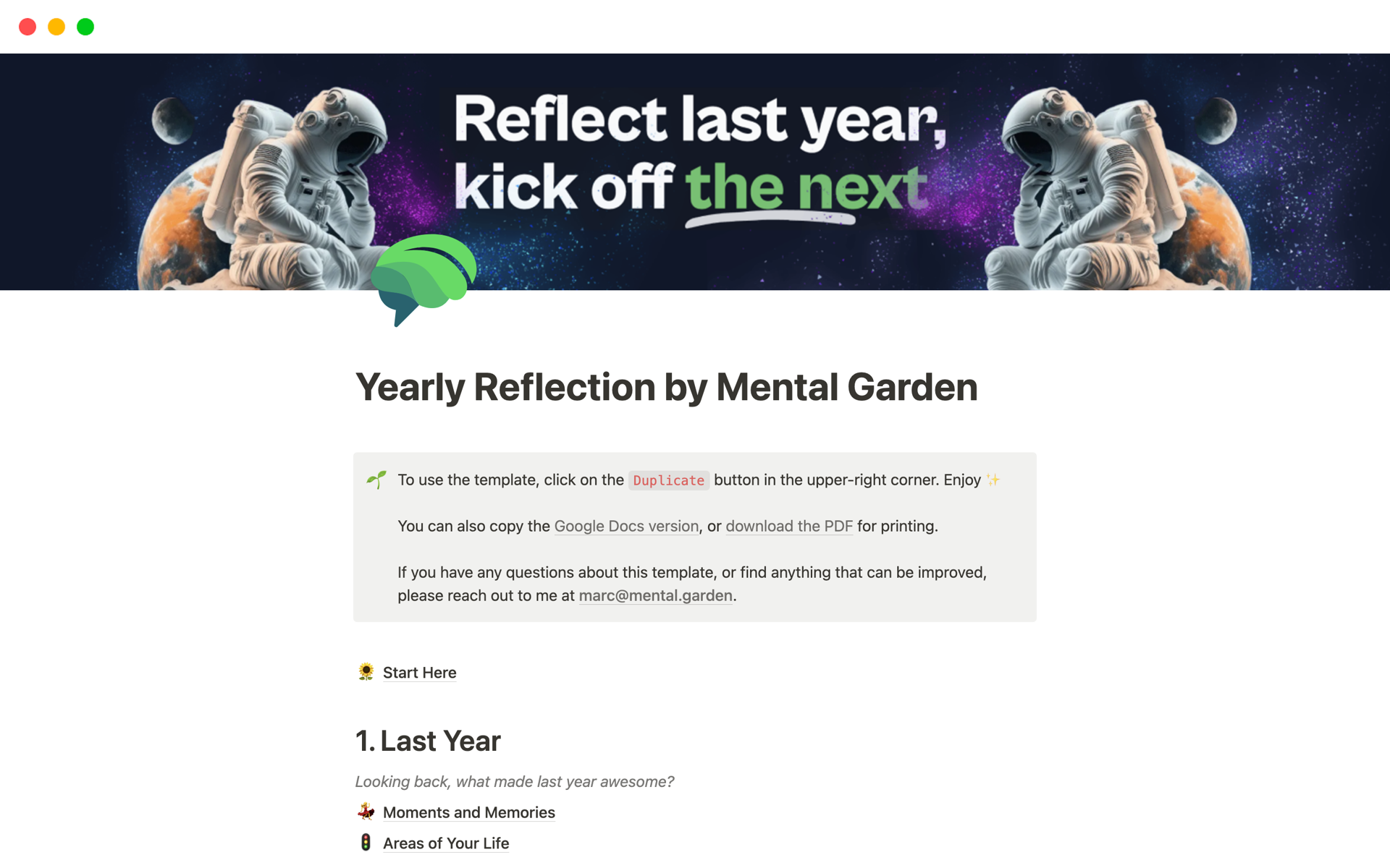 A template preview for 2024 Yearly Reflection