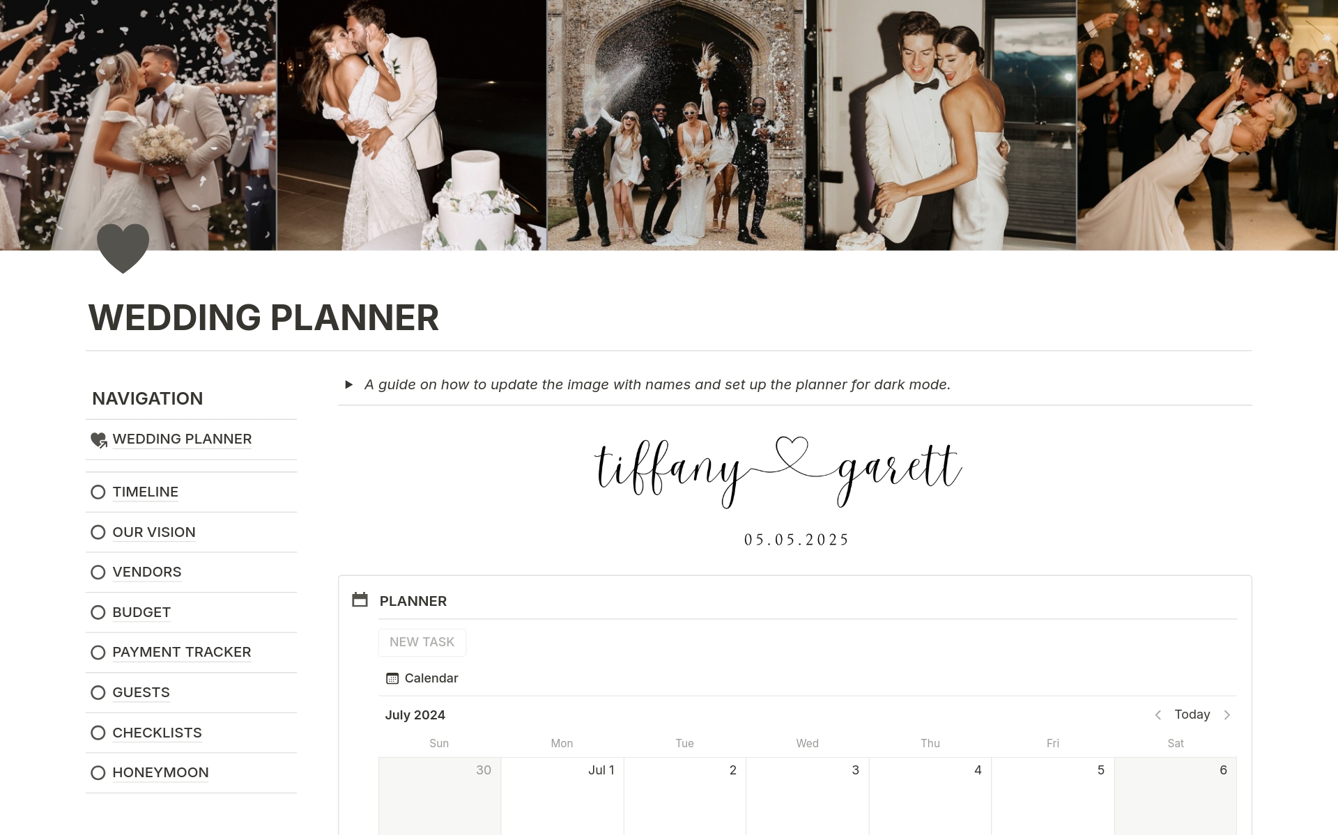A template preview for The Ultimate Wedding Planner
