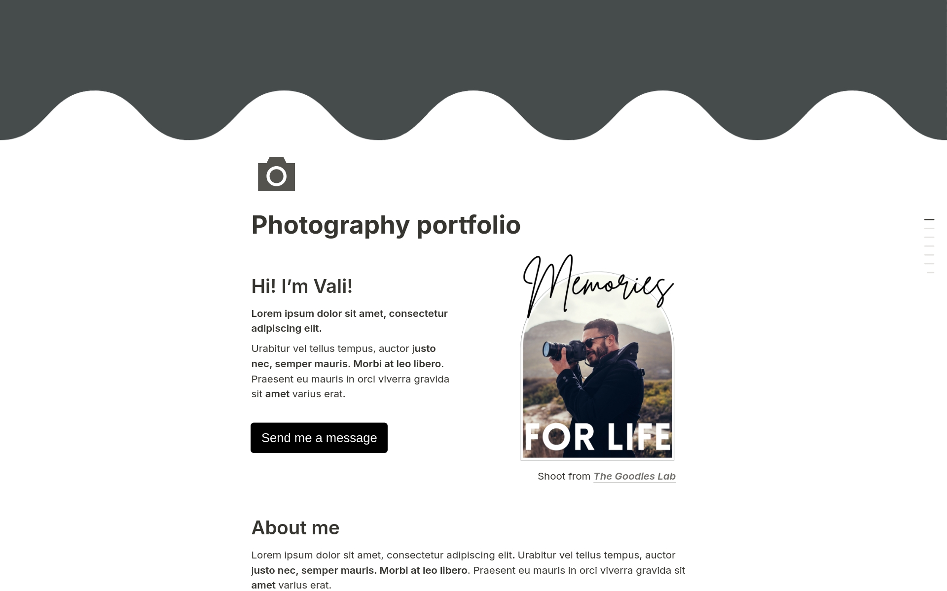 Photography Service Price List Template - Photographer Portfolio Website 
