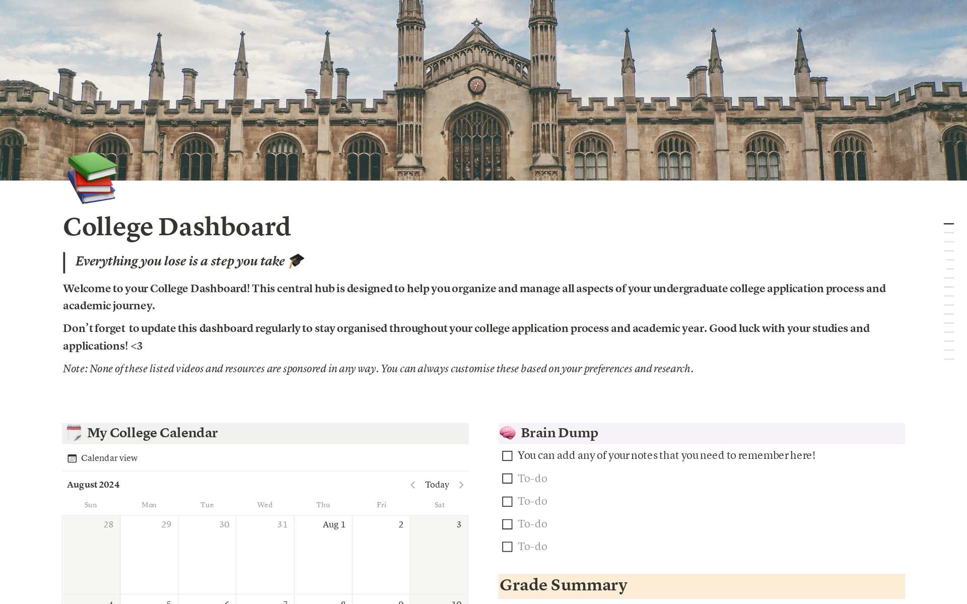 College Application Dashboaord Template | Notion Marketplace