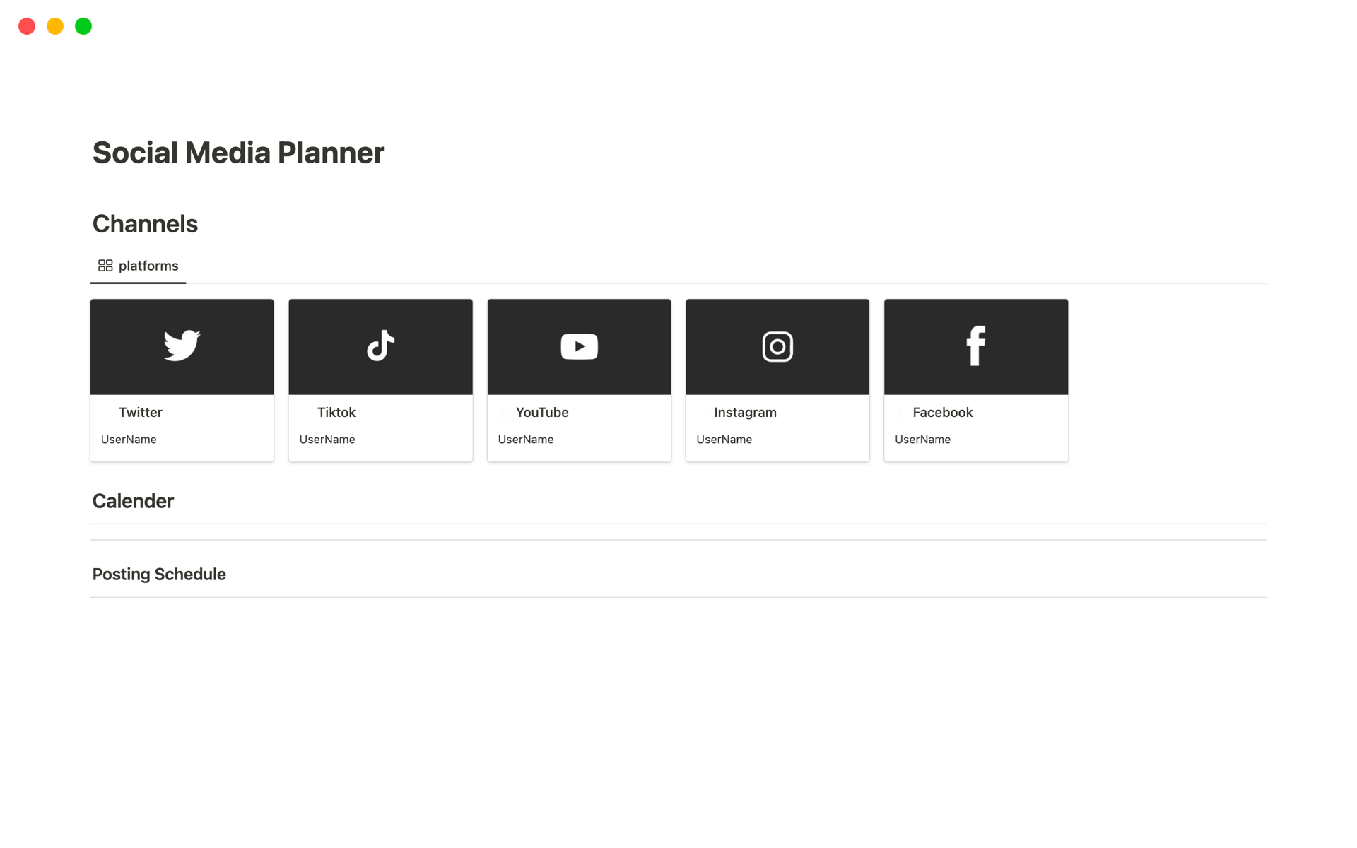Simplify content planning and tracking across platforms like Instagram, Twitter, and LinkedIn with our template, offering a centralized hub from idea to publication