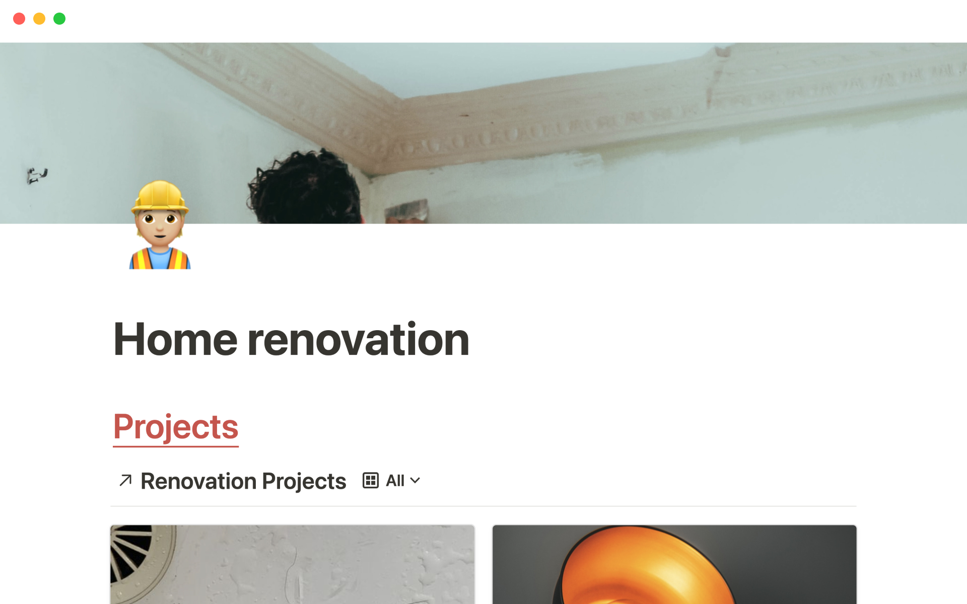 A template preview for Home renovation