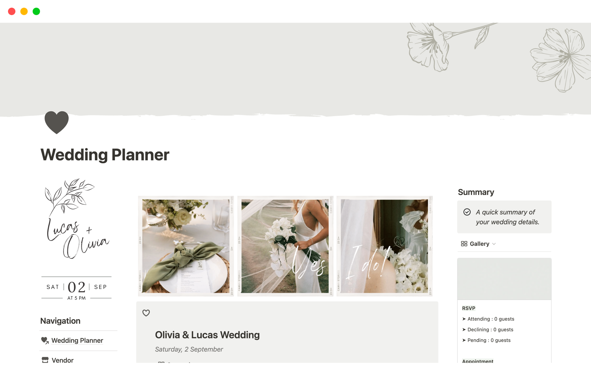 With this Notion wedding template, you'll have everything you need to plan your dream wedding. 
