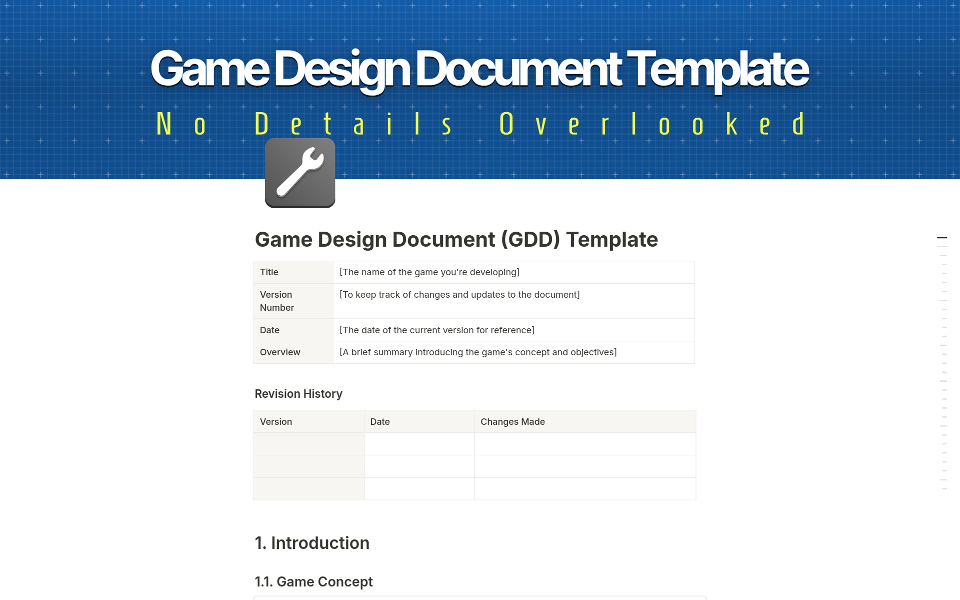 Game Design Document (GDD) 40+ Page Detailed Guide Template by Beni ...